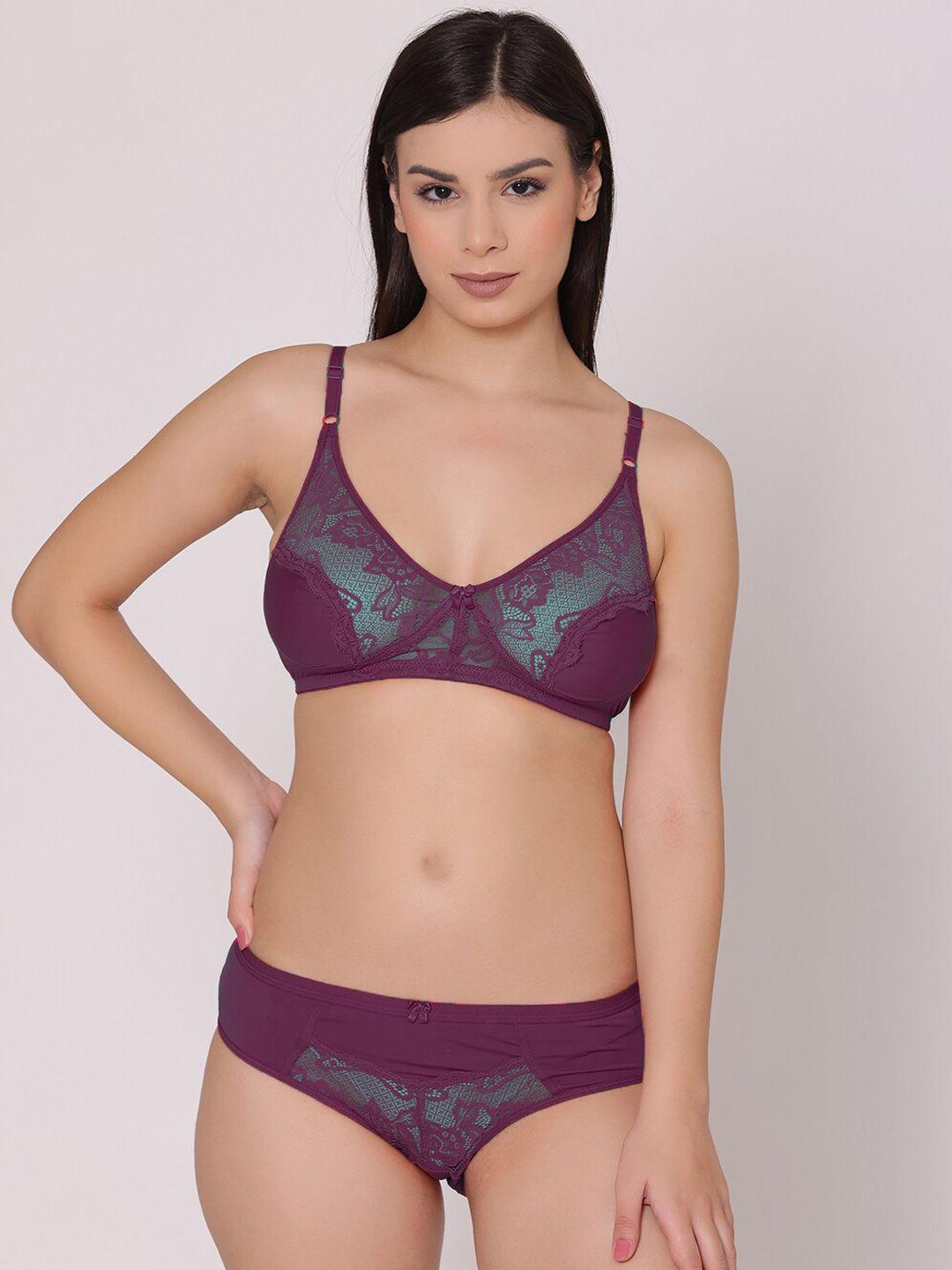 groversons paris beauty self design non-padded lingerie set bp181-wine-28b