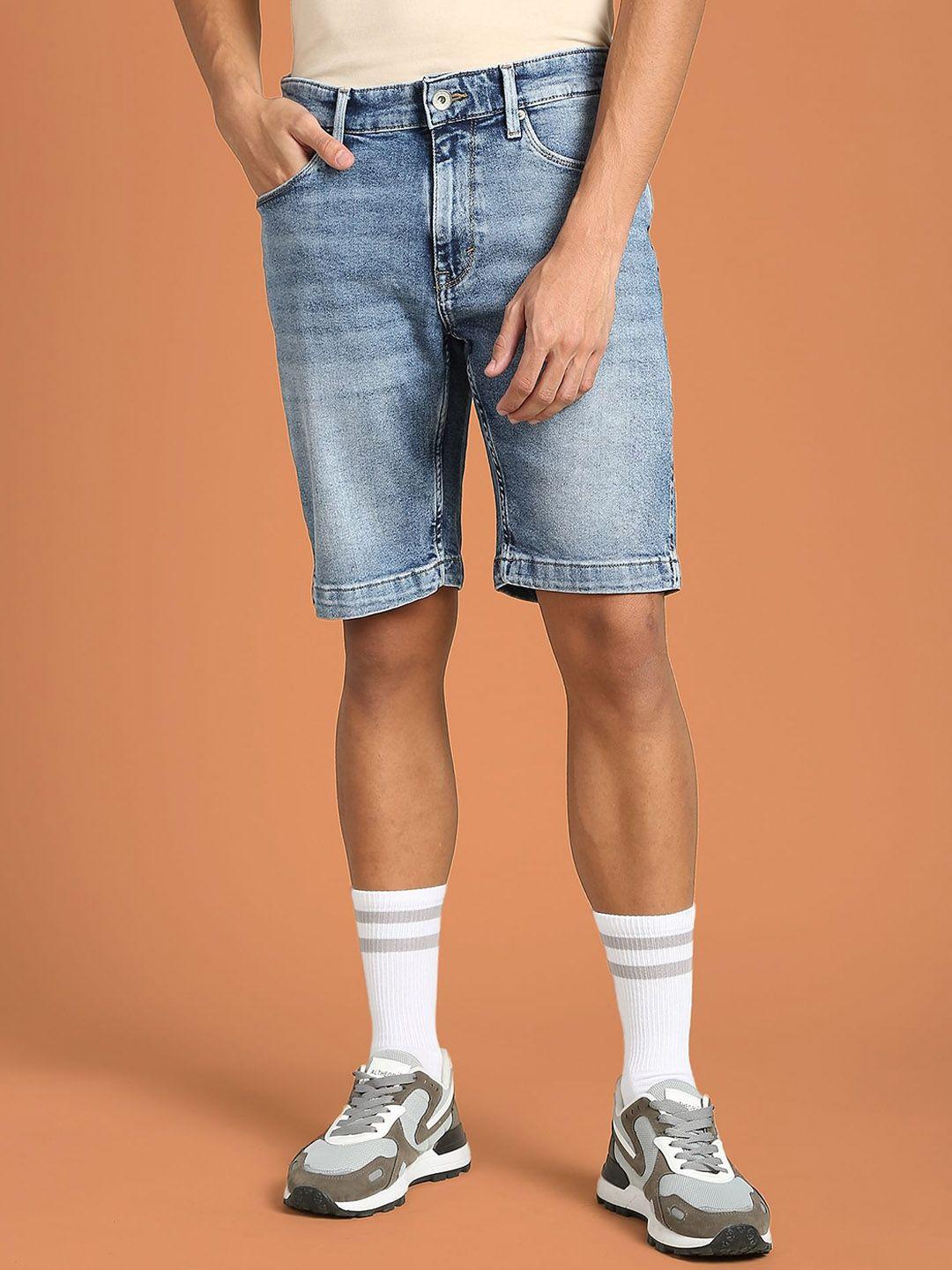 flying machine men washed denim shorts