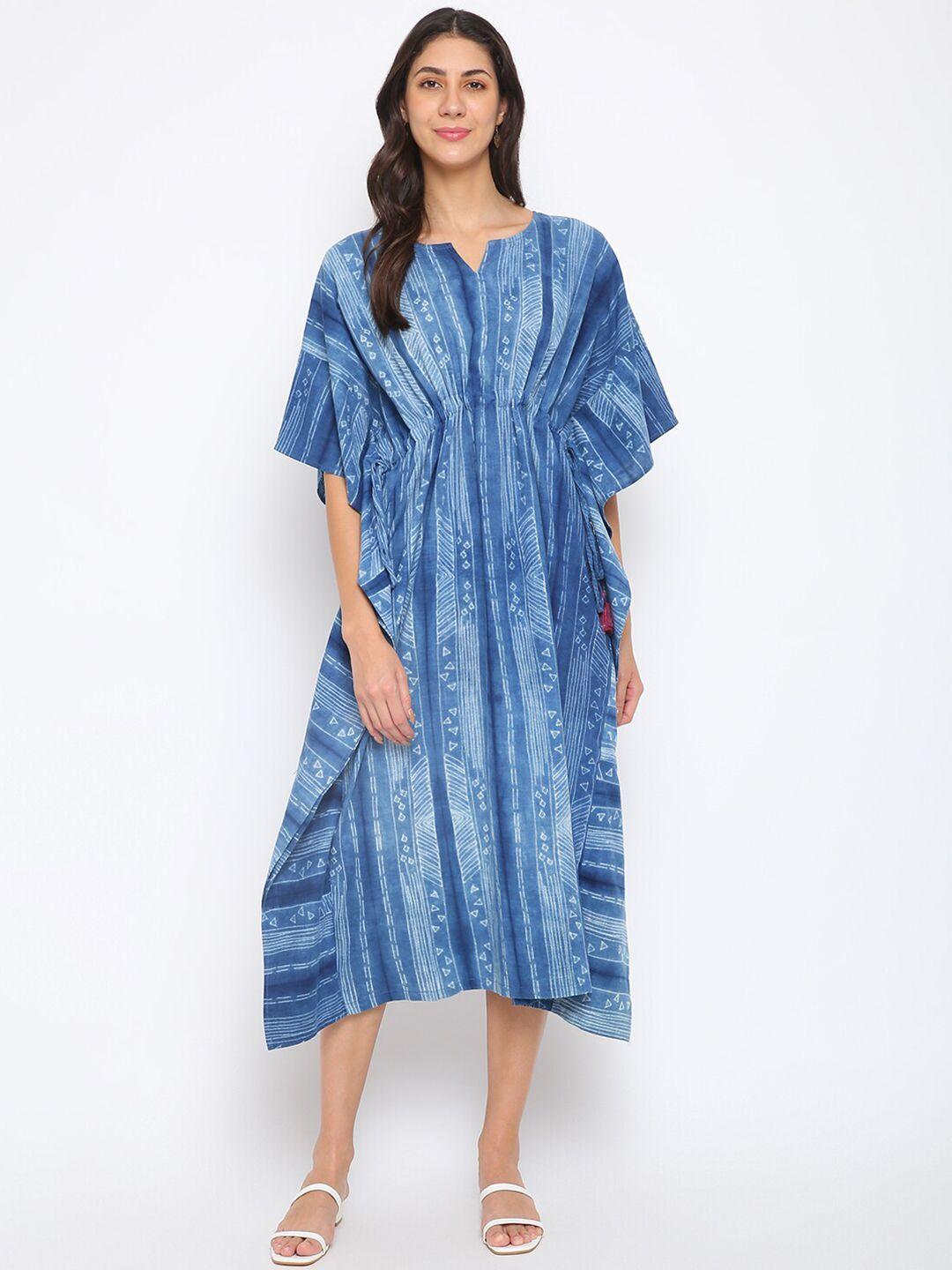 fabindia geometric printed cotton kaftan dress