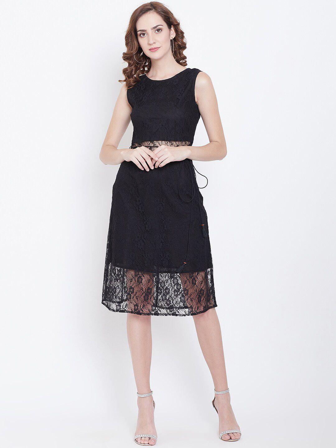 dodo & moa self design lace a-line dress