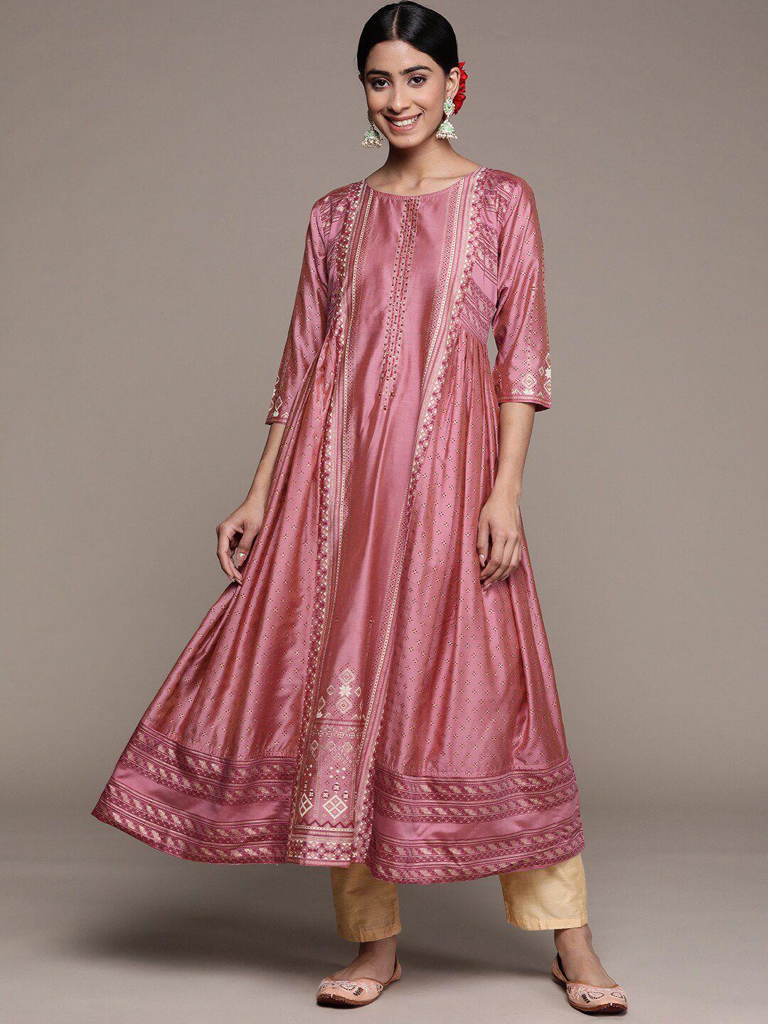 ishin ethnic motifs printed embellished pastels anarkali kurta