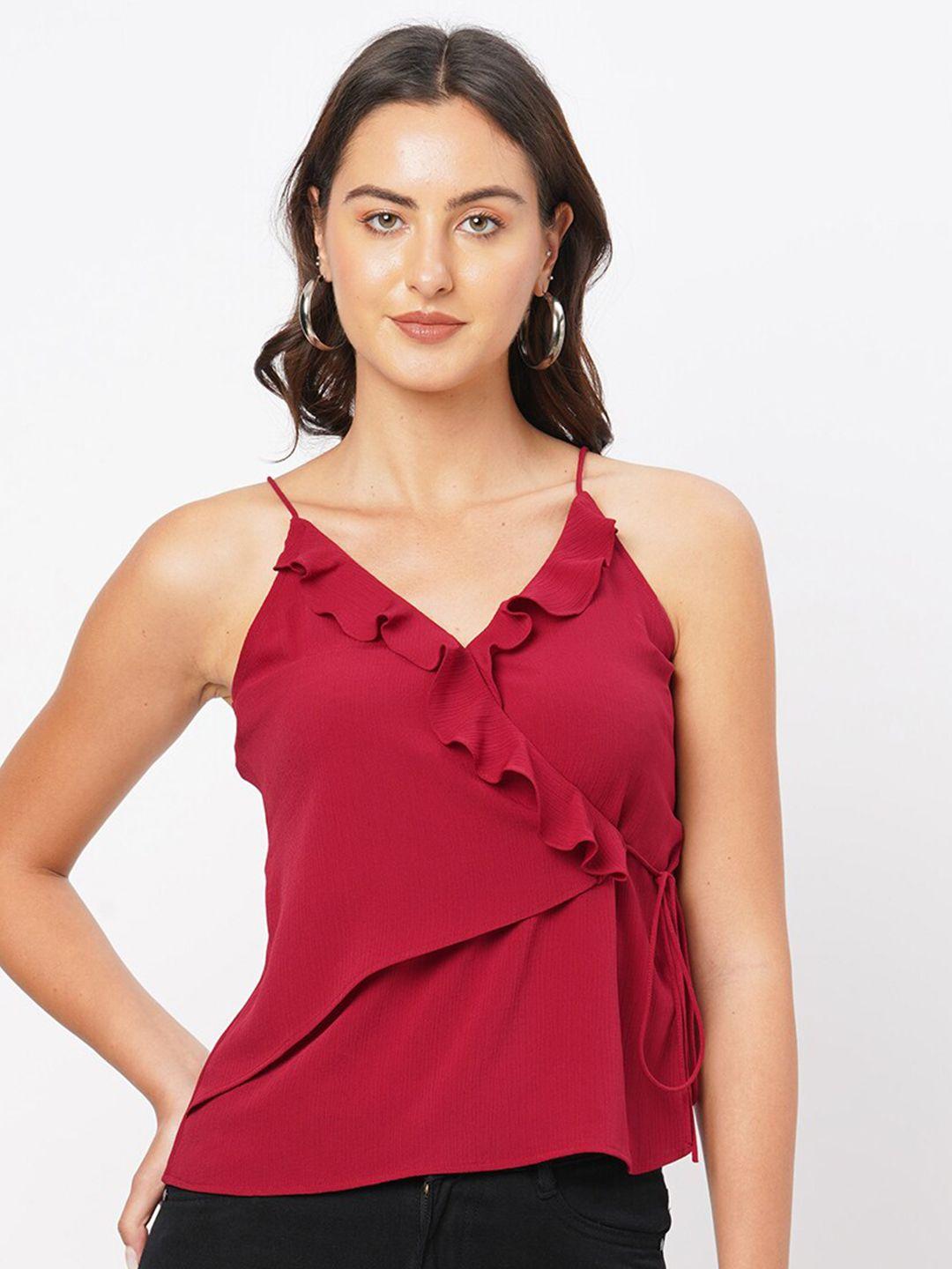 mish shoulder straps ruffled georgette top