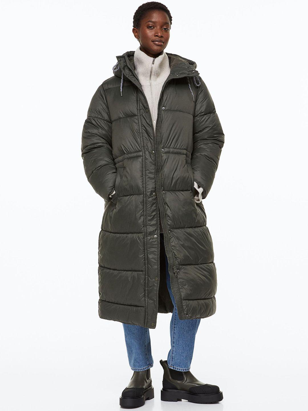 h&m hooded puffer coat