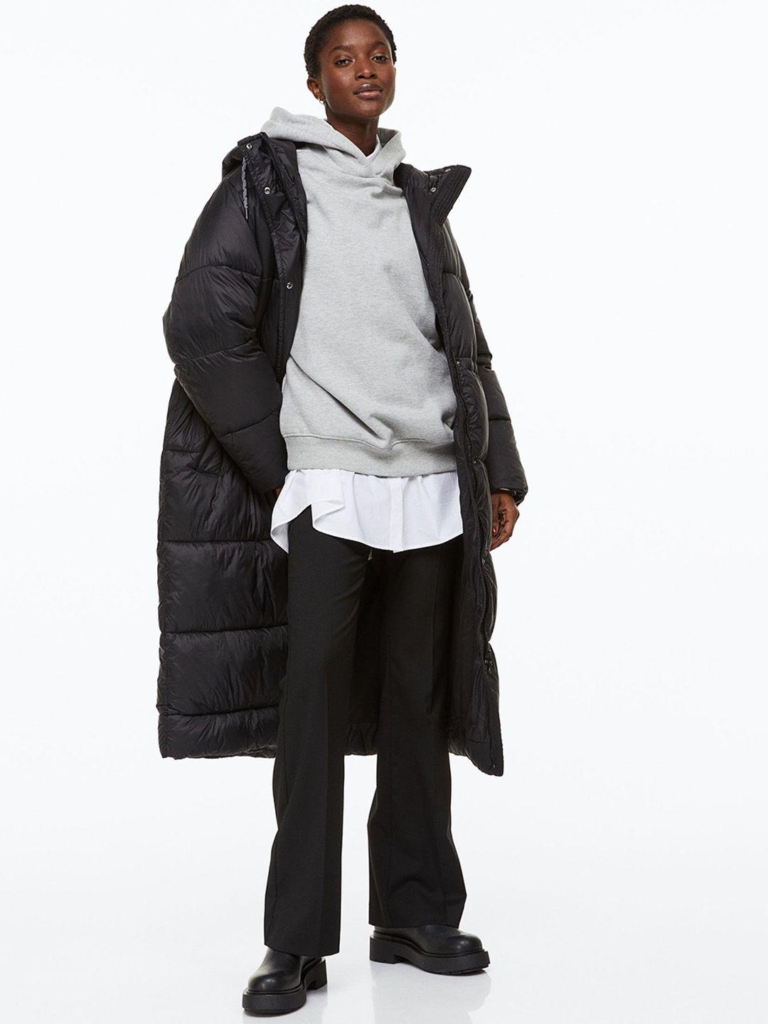 h&m hooded puffer coat