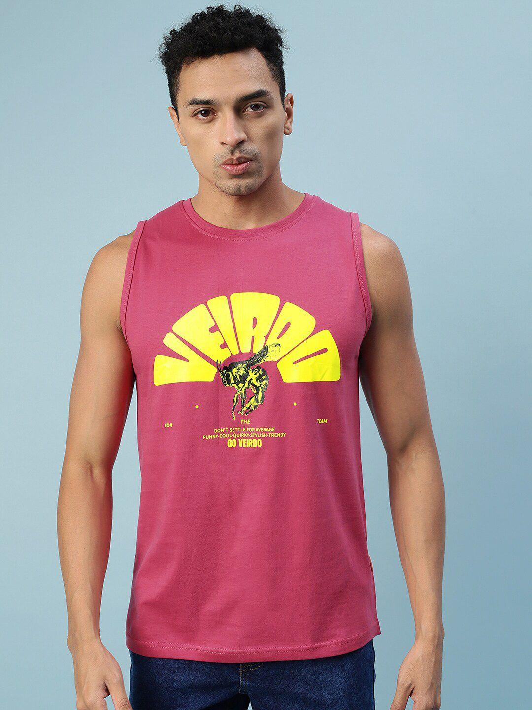 veirdo sleeveless typography printed cotton t-shirt