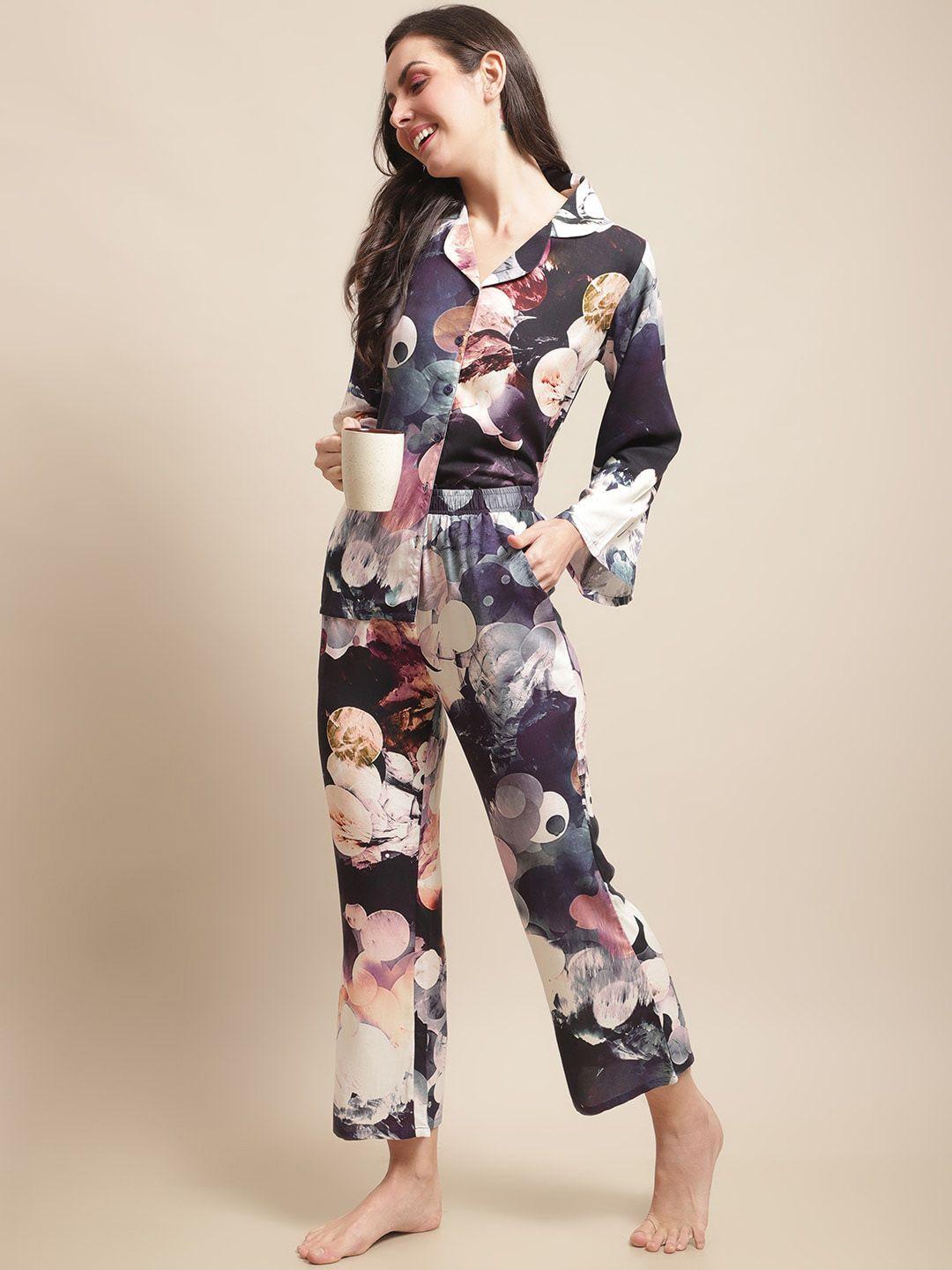 claura abstract printed night suit