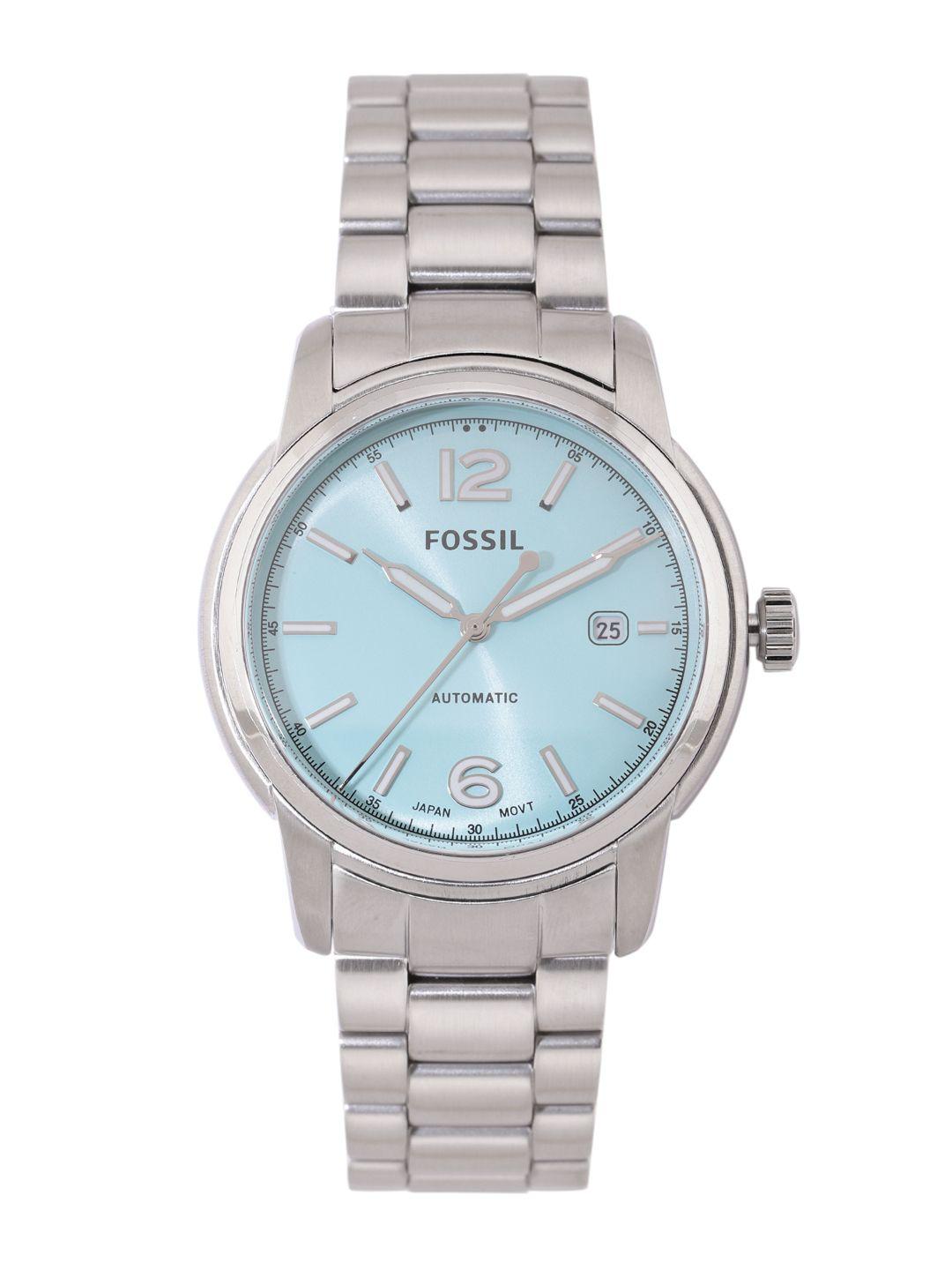 fossil heritage men bracelet style analogue automatic motion powered watch me3241