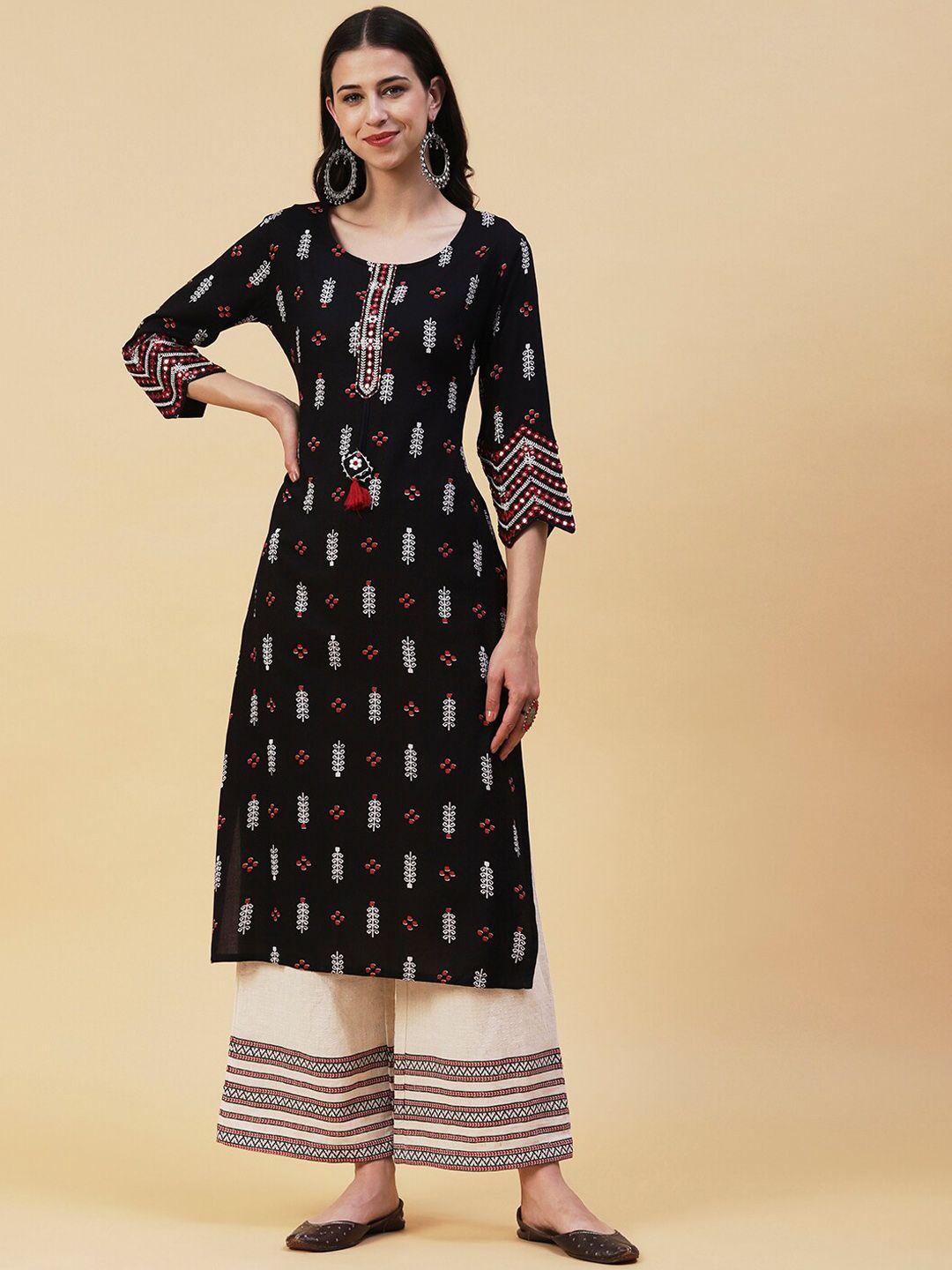 fashor ethnic motifs printed straight kurta