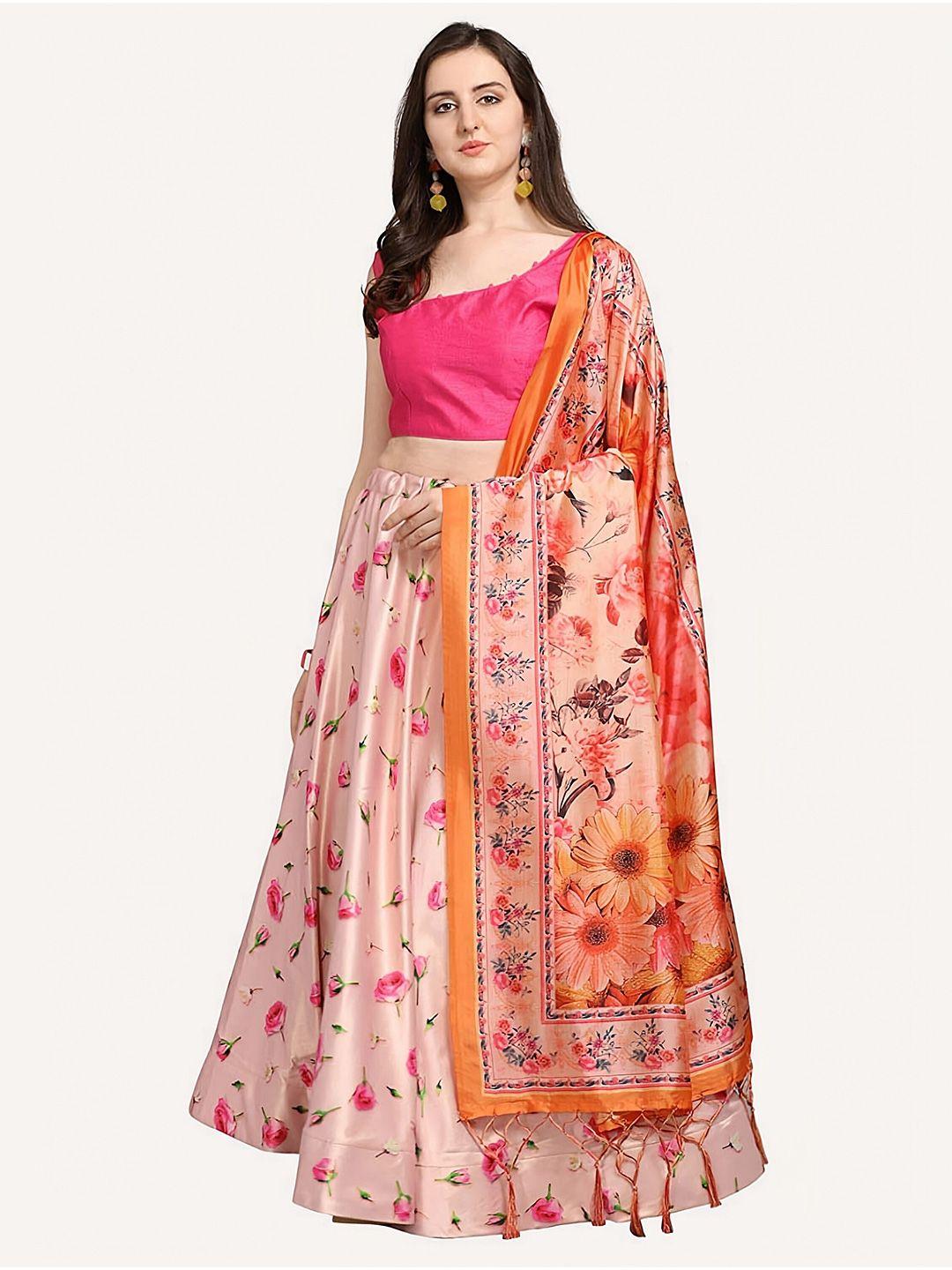 kaizen texo fab printed semi-stitched lehenga & unstitched blouse with dupatta