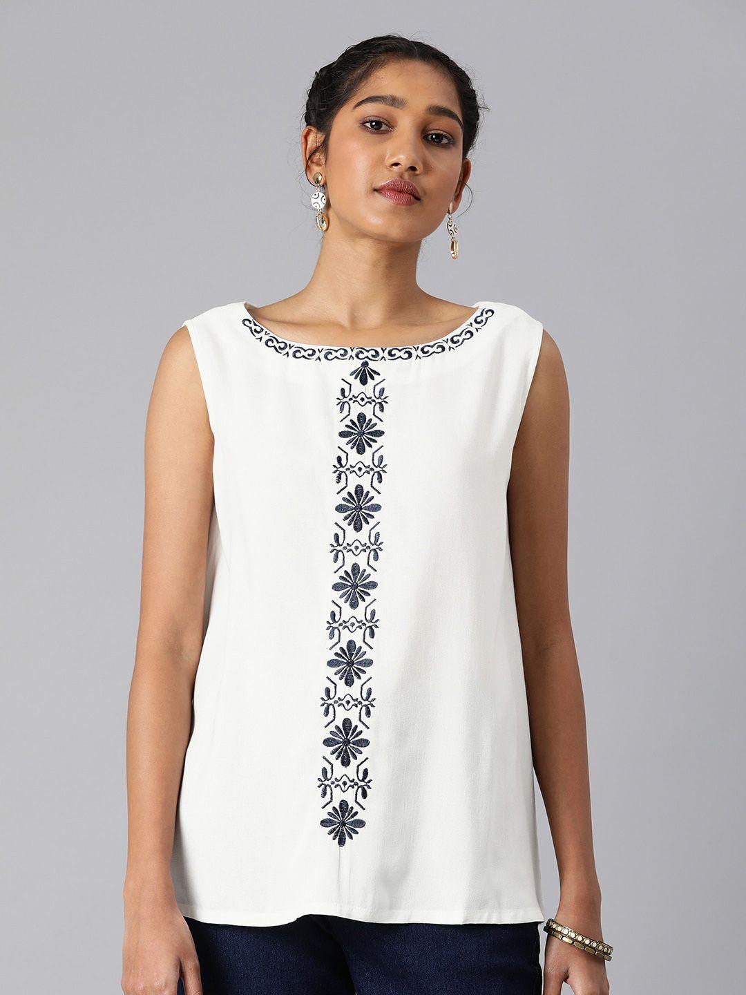 malhaar floral embroidered top