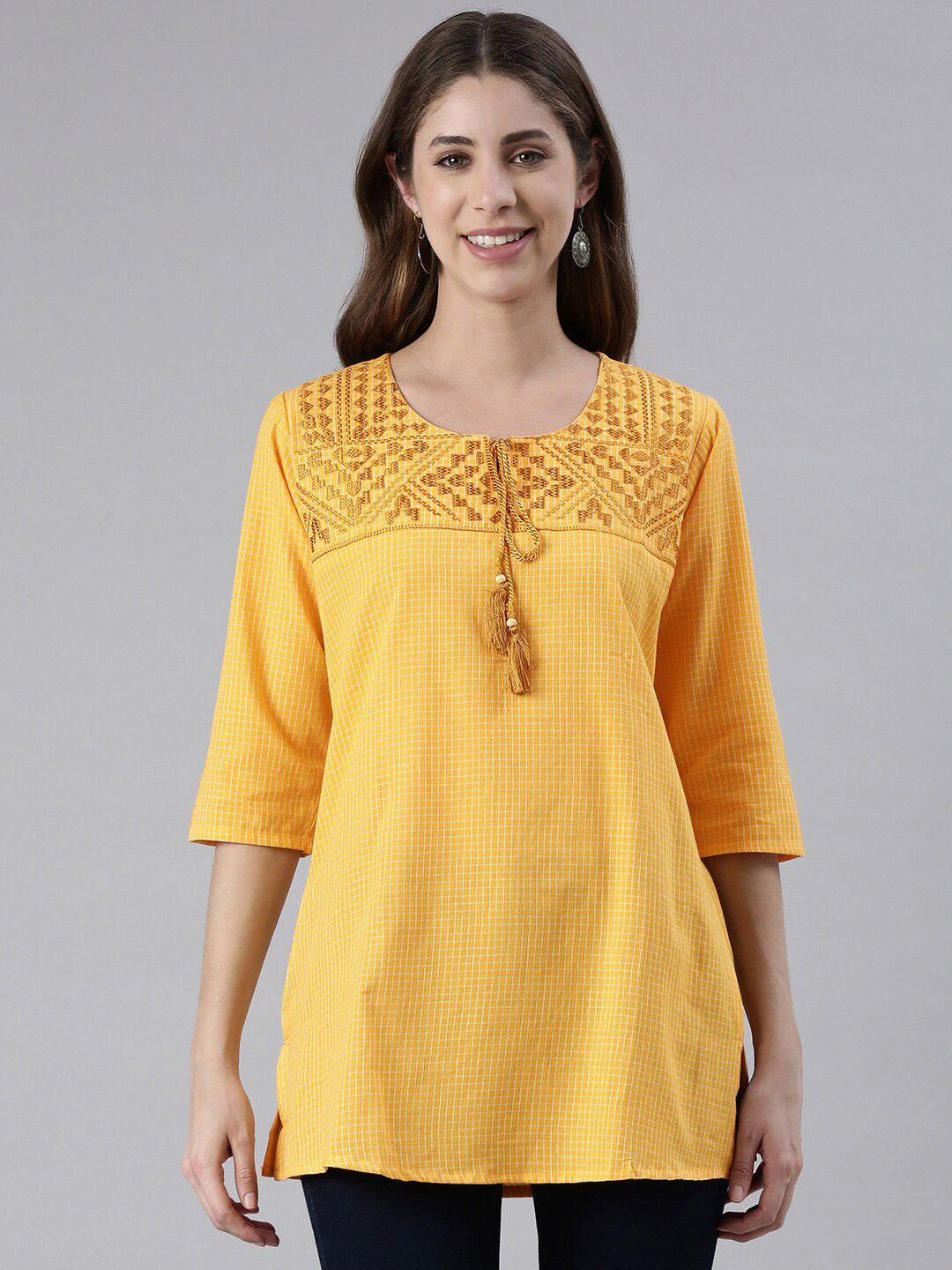 malhaar geometric embroidered top