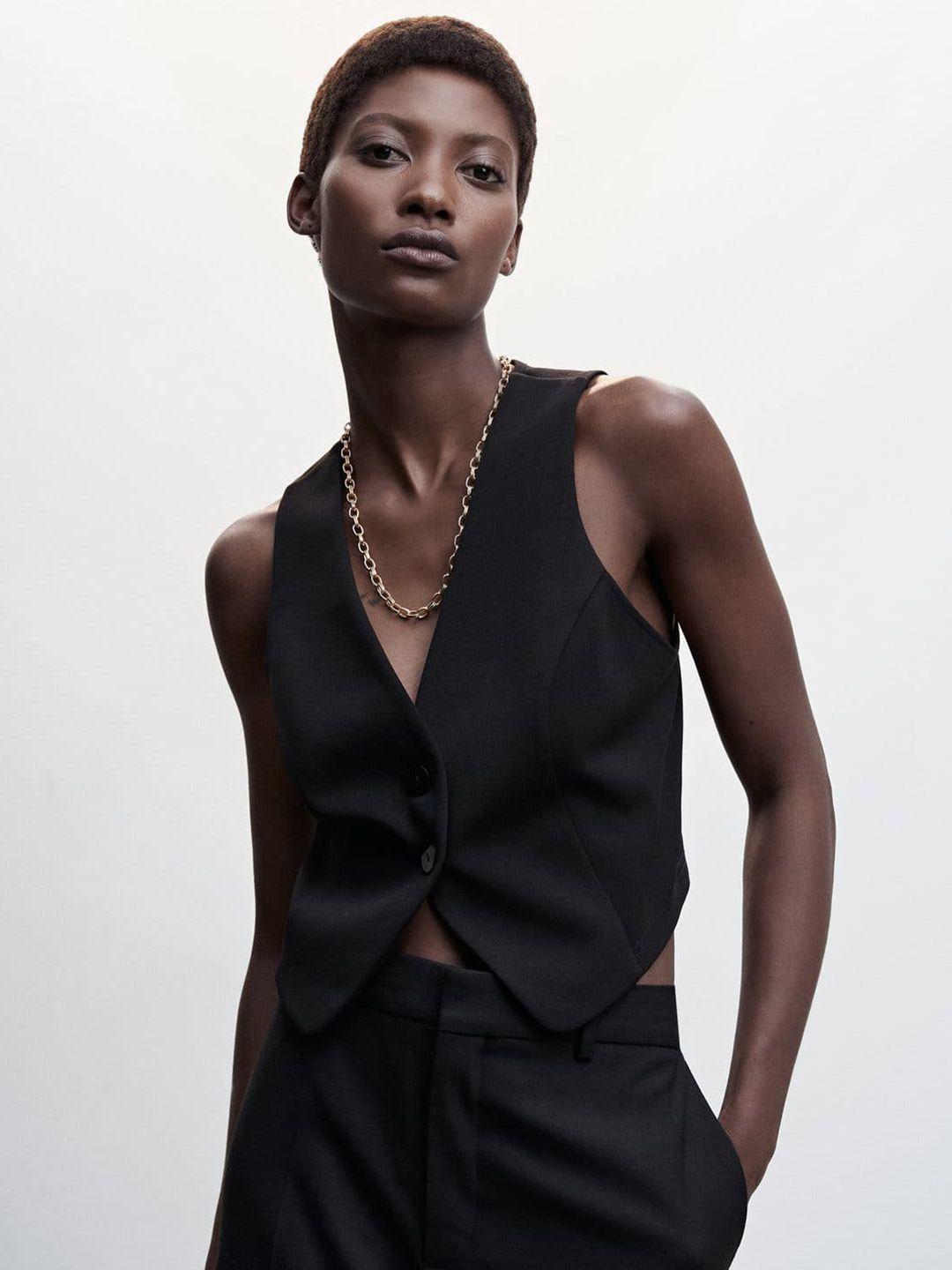 mango v-neck crop sustainable waistcoat