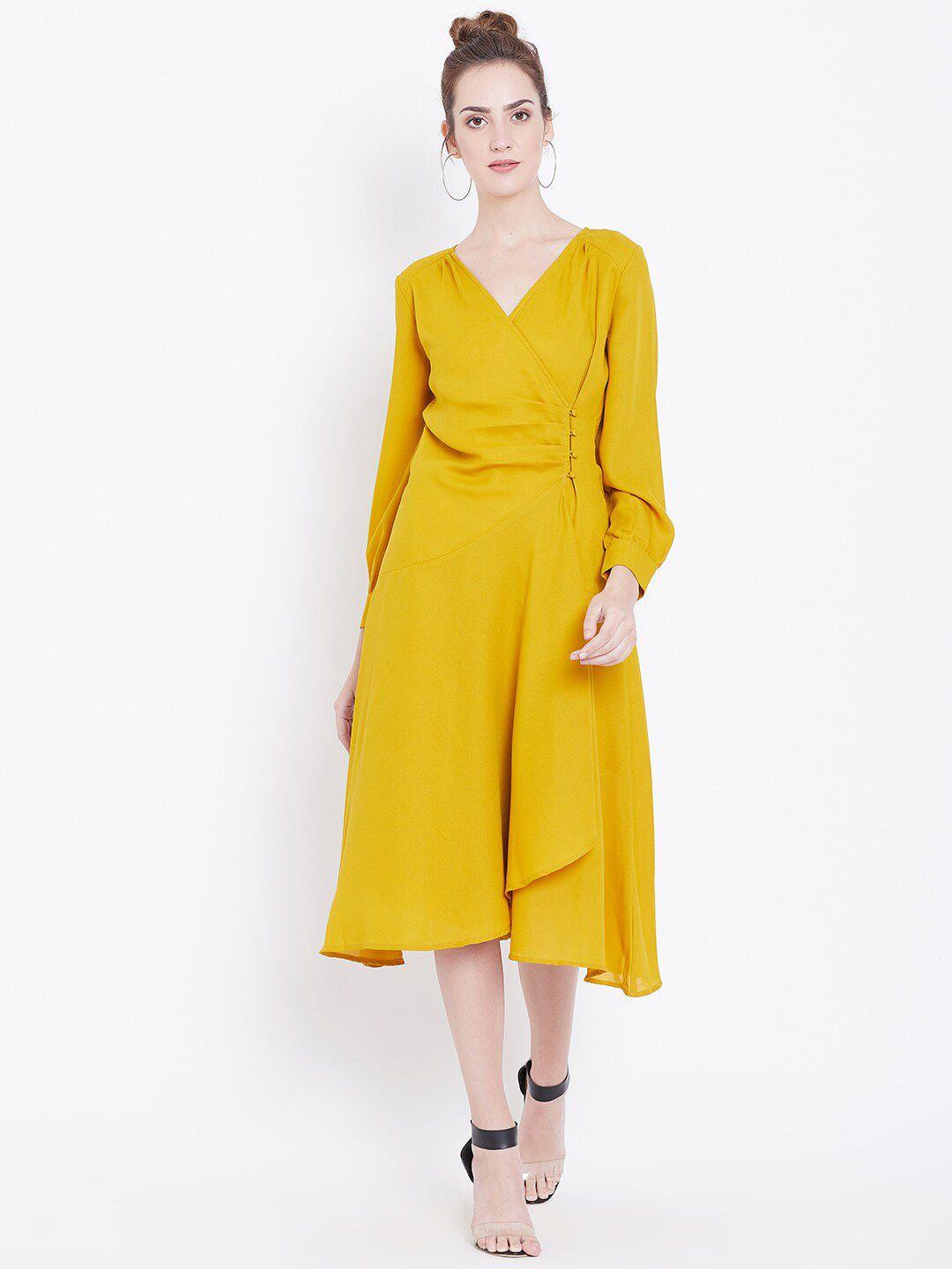 dodo & moa mustard yellow chiffon midi dress