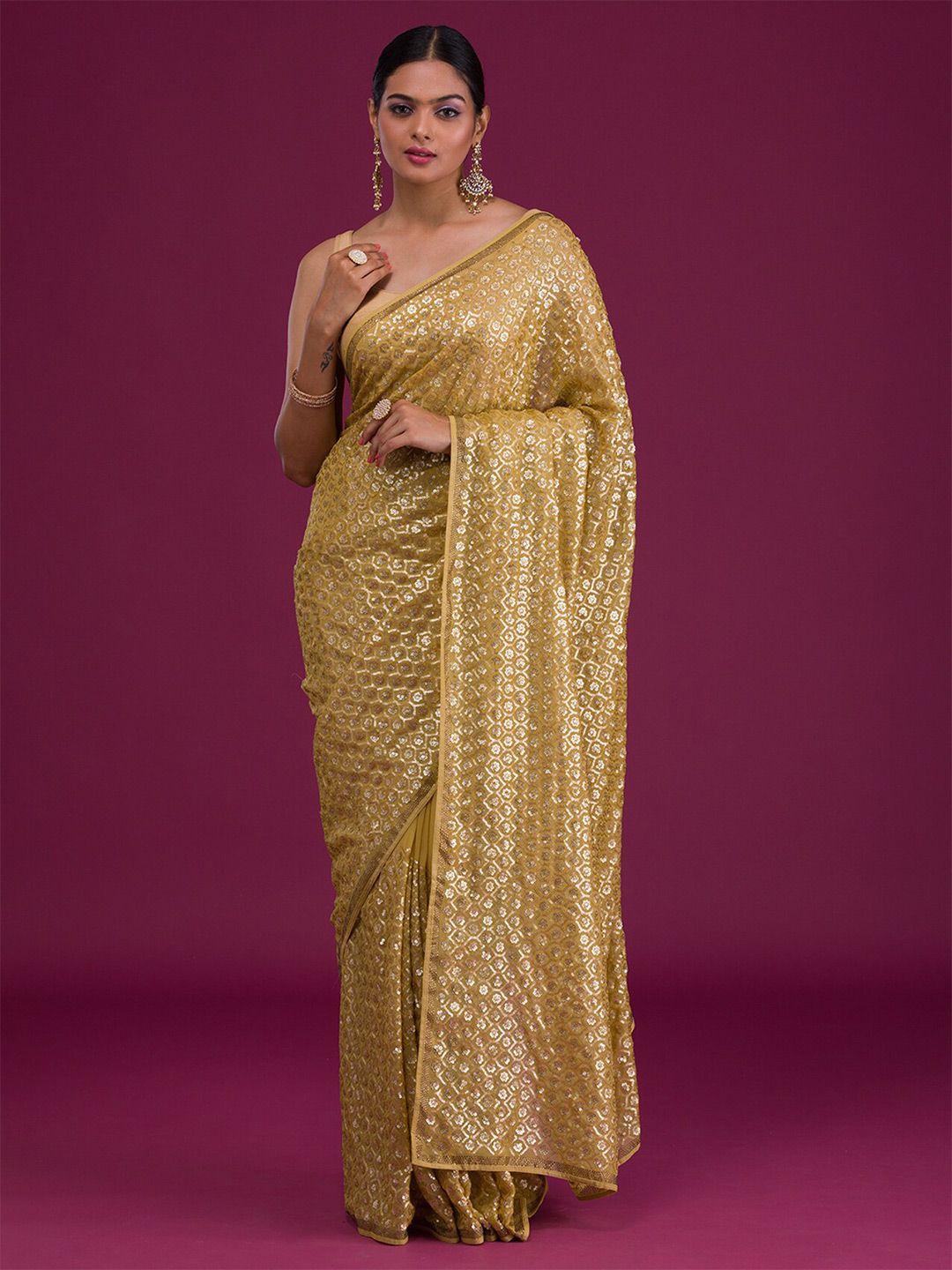 koskii sequinned georgette saree