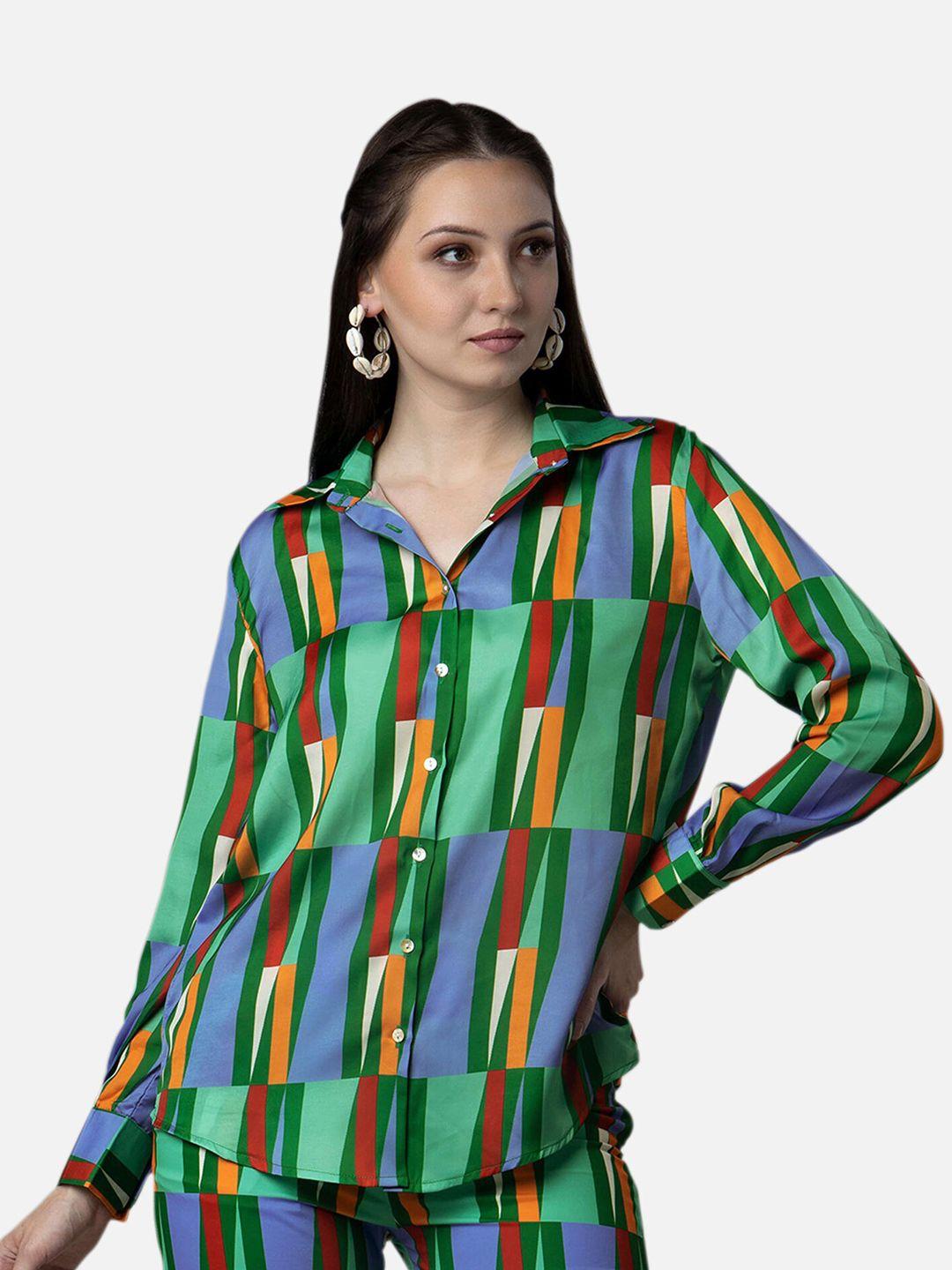 neofaa women printed regular fit casual shirt