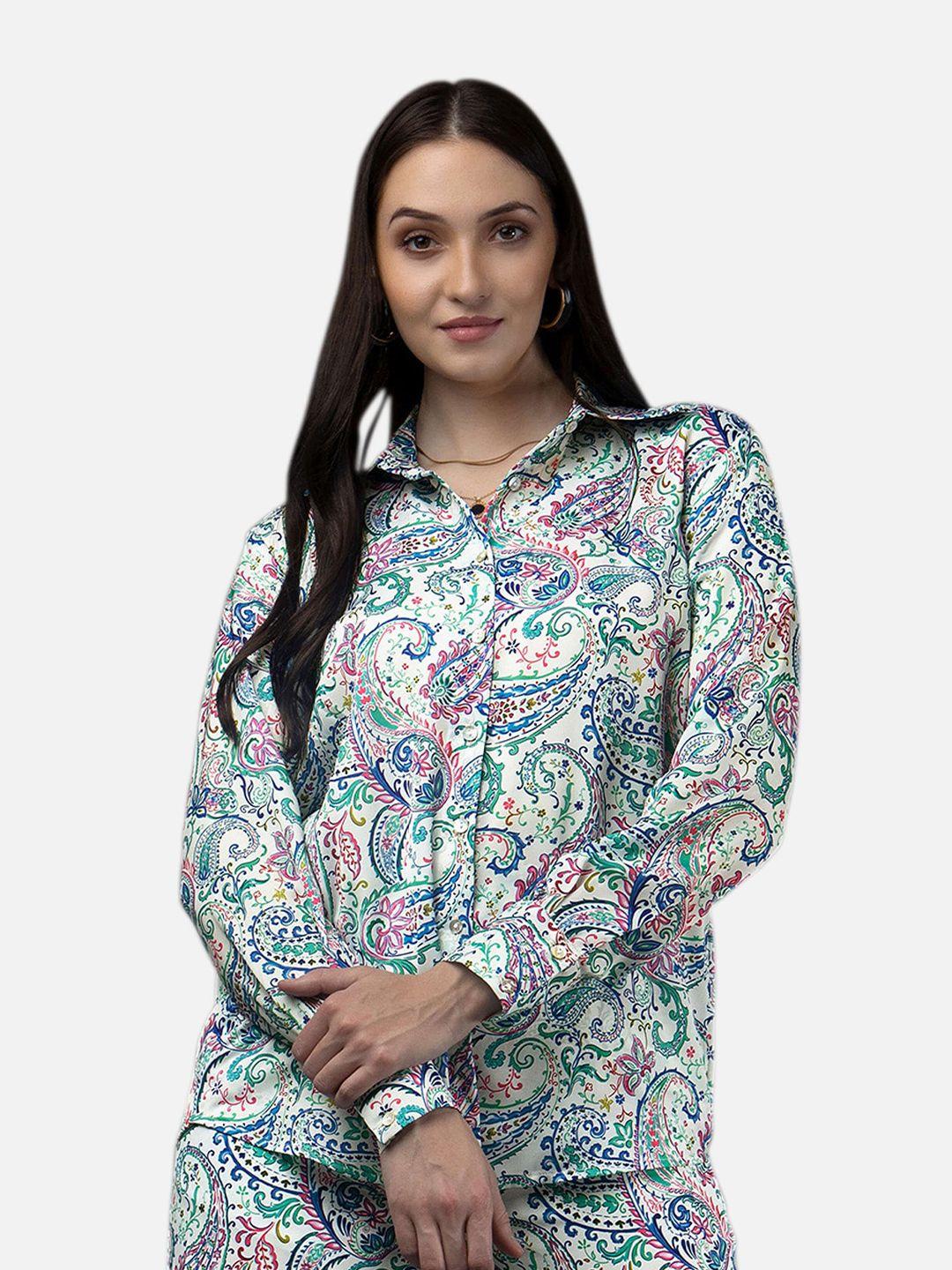 neofaa women printed regular fit casual shirt