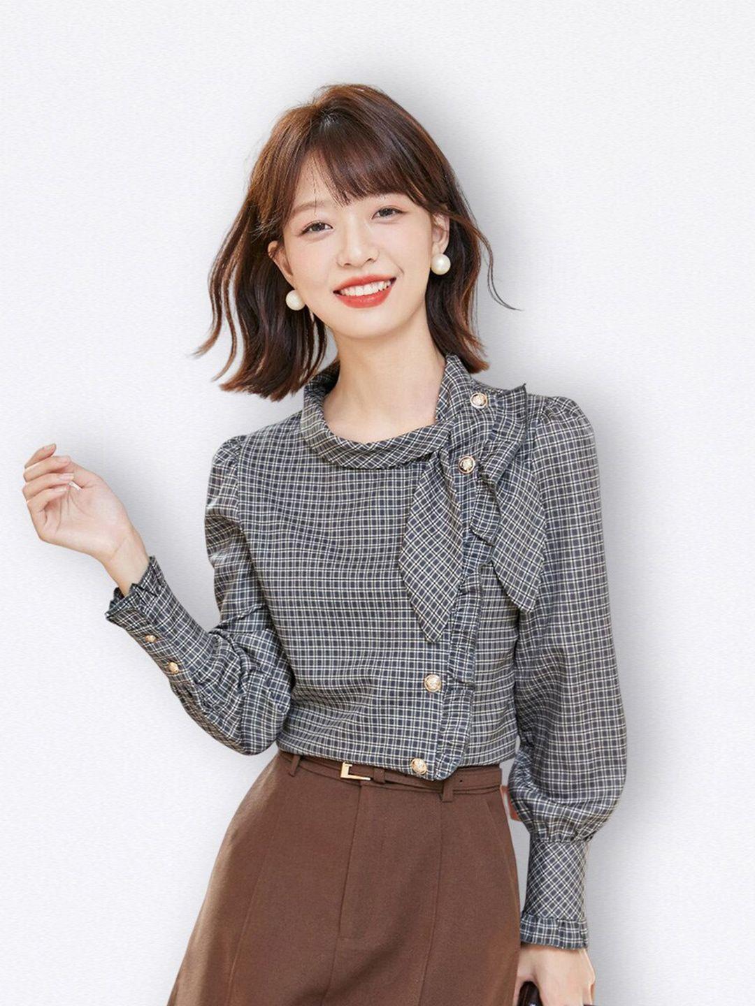 jc collection checked shirt style tops