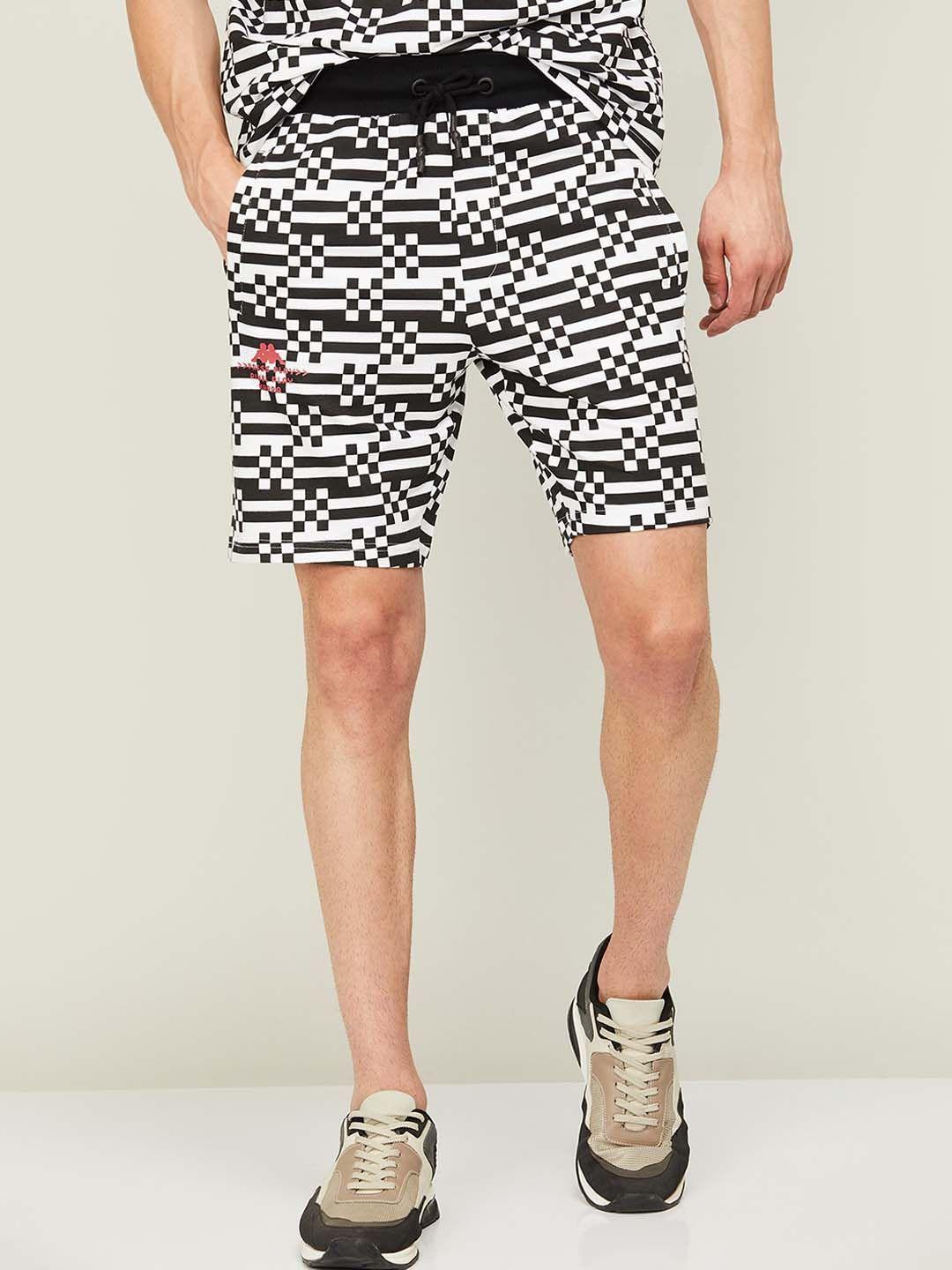 kappa men printed mid rise cotton shorts