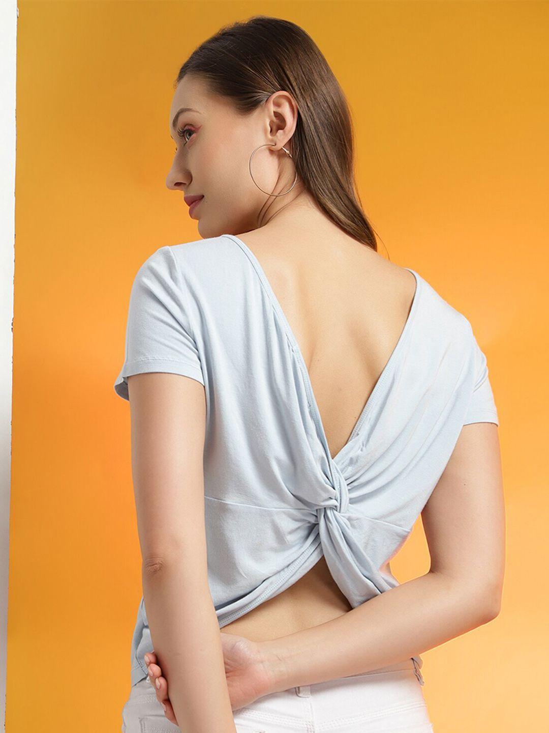 kassually boat neck styled back top