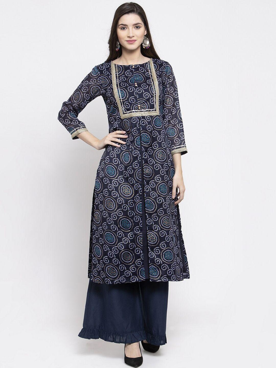 bhama couture bandhani printed gotta patti kurta with palazzos