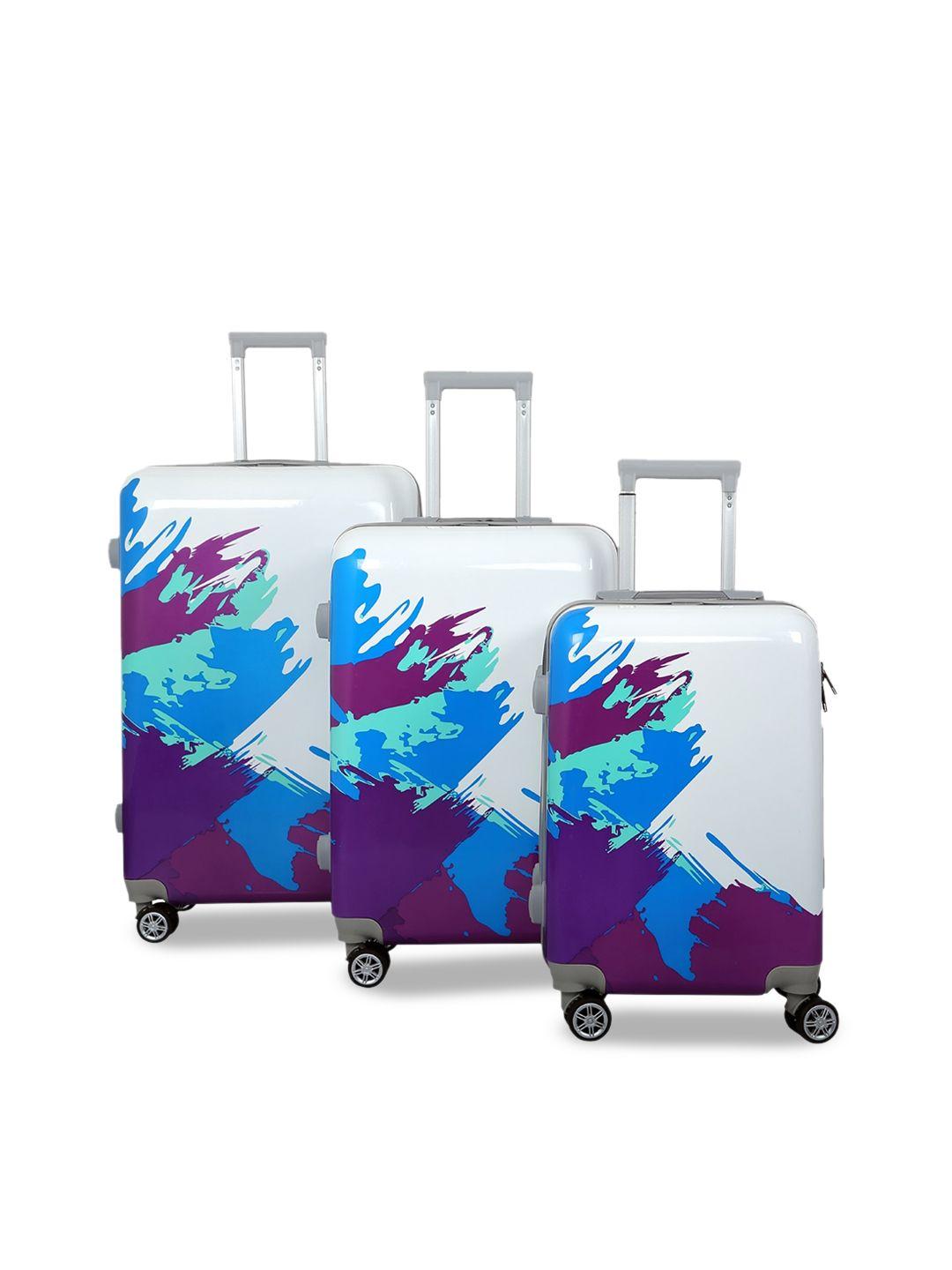 polo class set of 3 printed hard-sided trolley suitcase