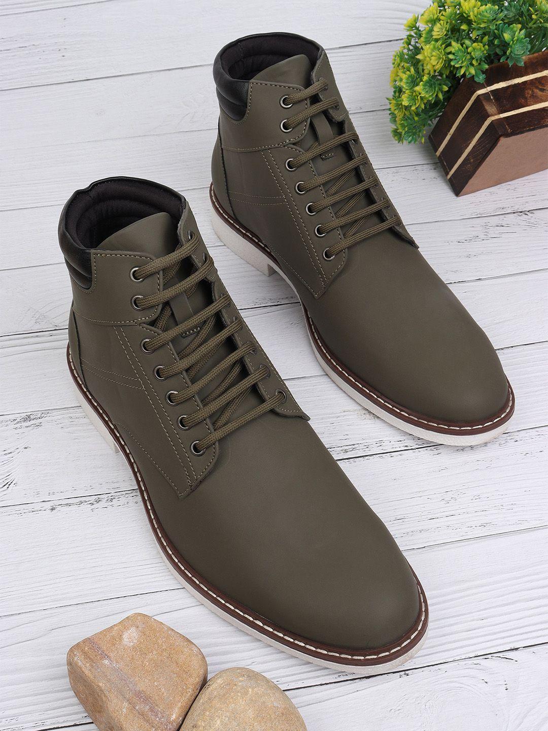 carlton london men block-heeled round toe lace-ups regular boots