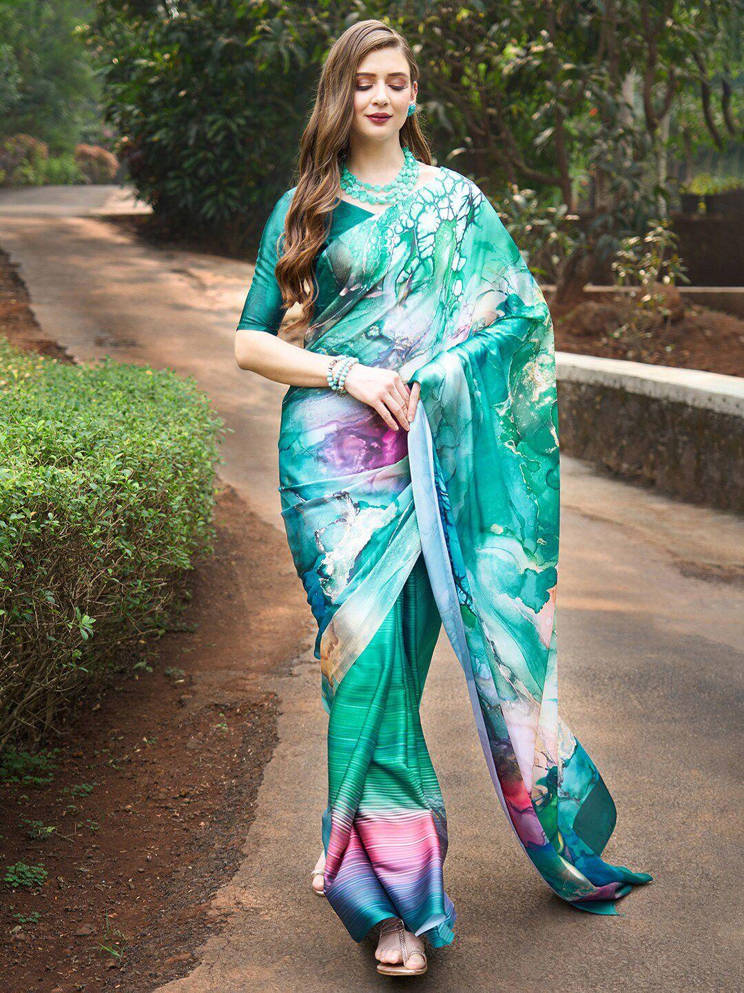 anouk abstract pure crepe block print saree