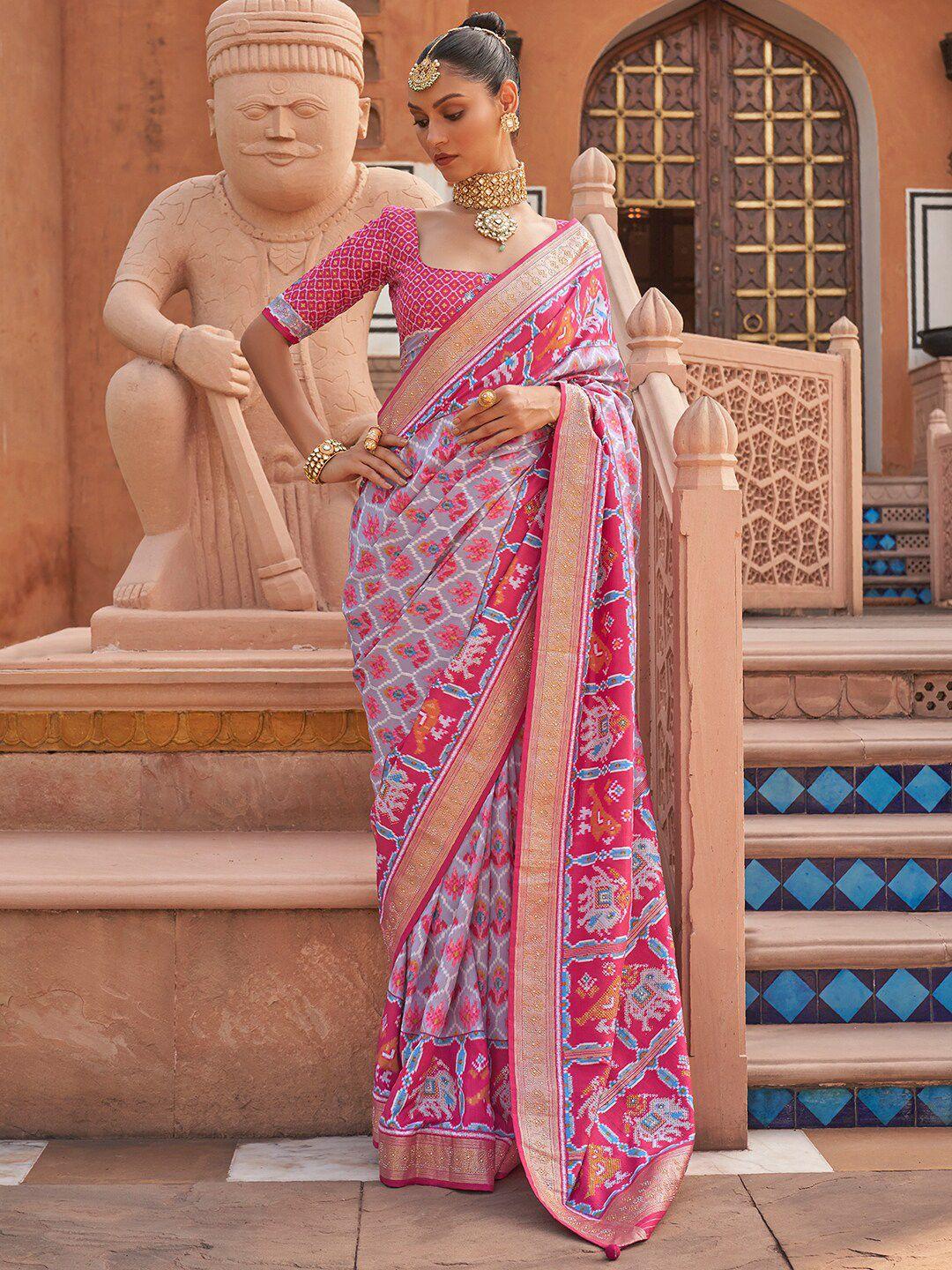 anouk ethnic motifs printed zari patola saree