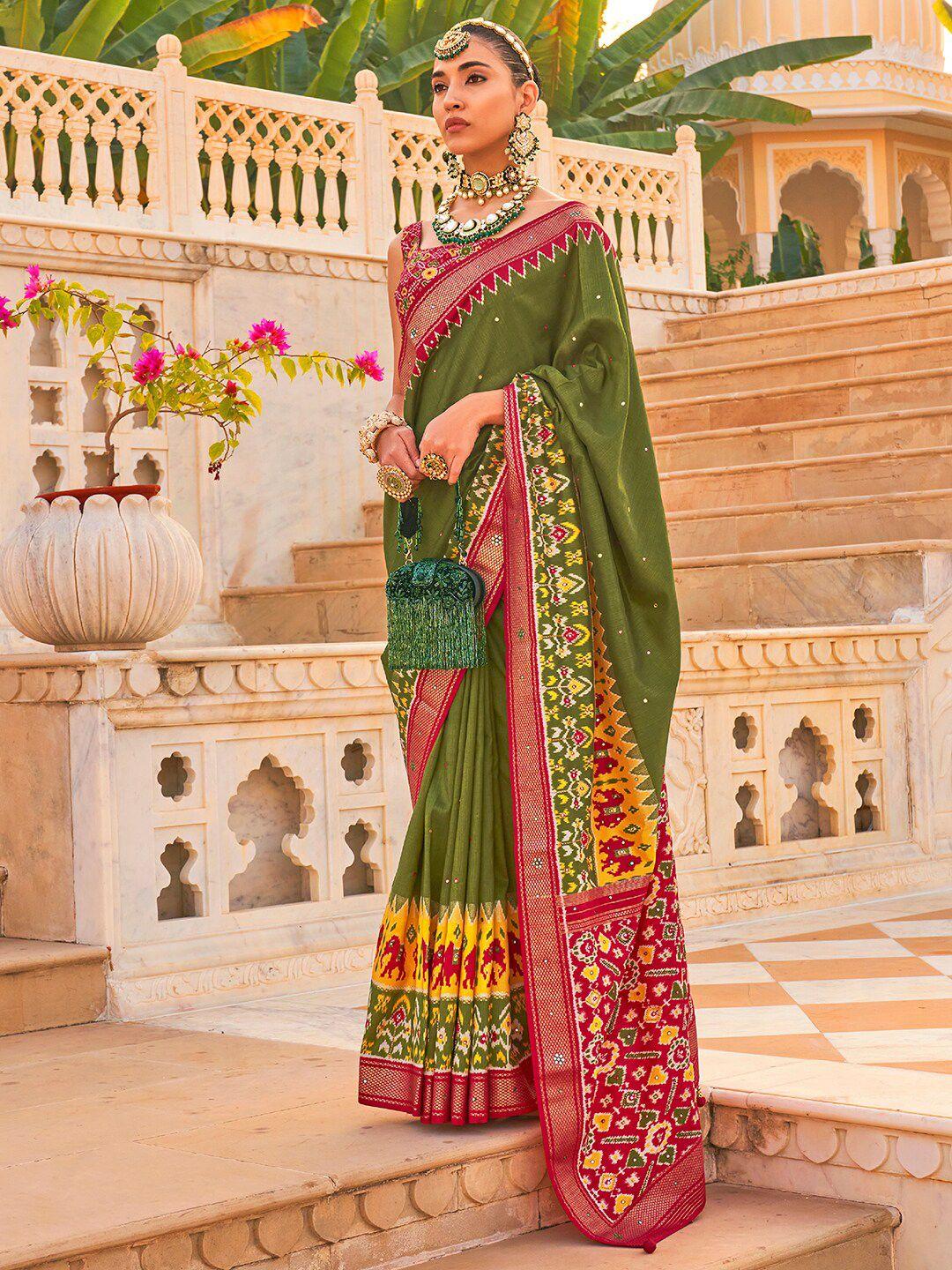 anouk ethnic motifs silk blend patola saree