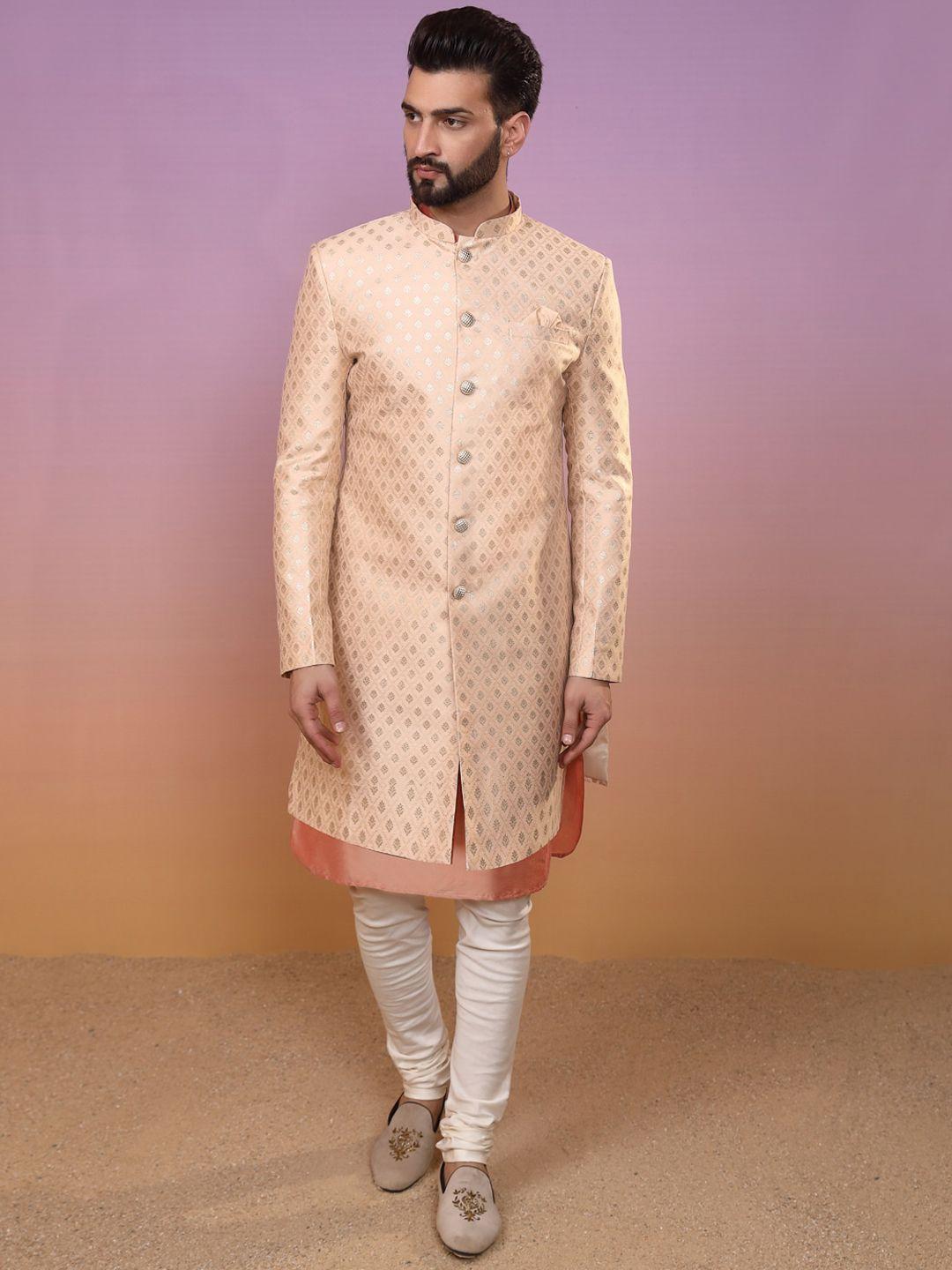 kisah ethnic motifs woven design sherwani set