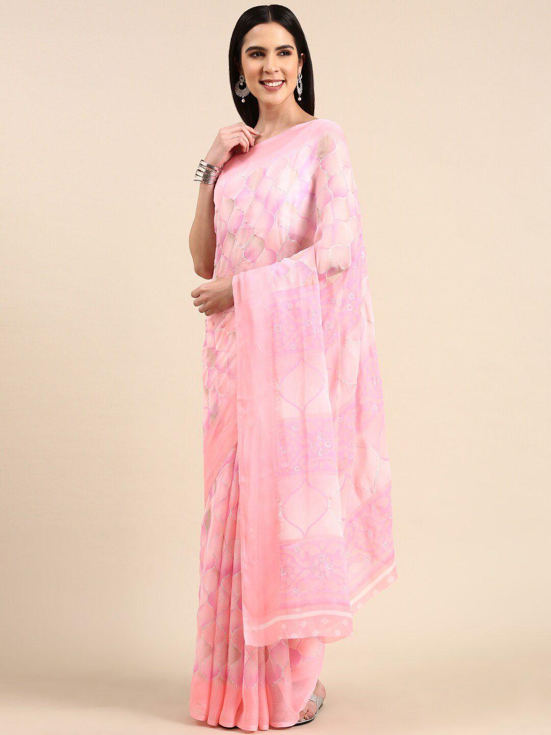 anouk geometric printed pure chiffon saree