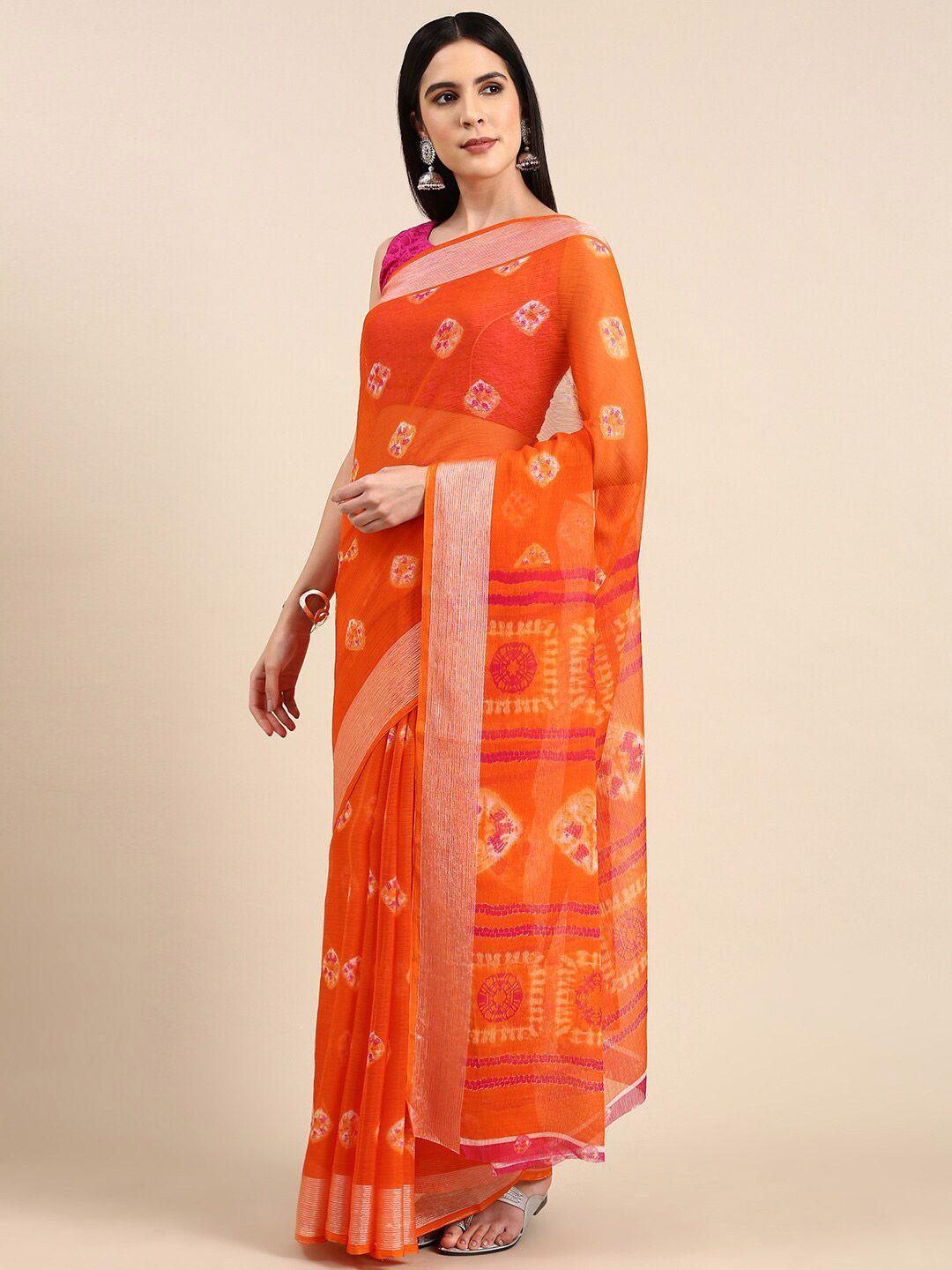 anouk batik printed pure chiffon saree