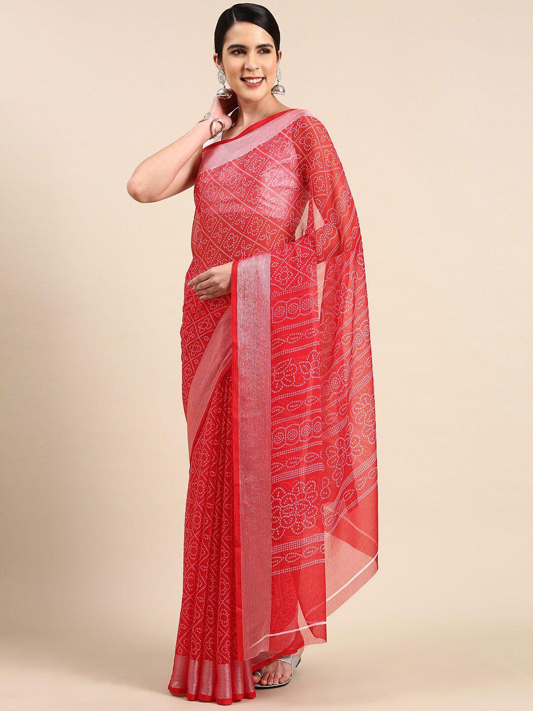 anouk bandhani printed pure chiffon saree