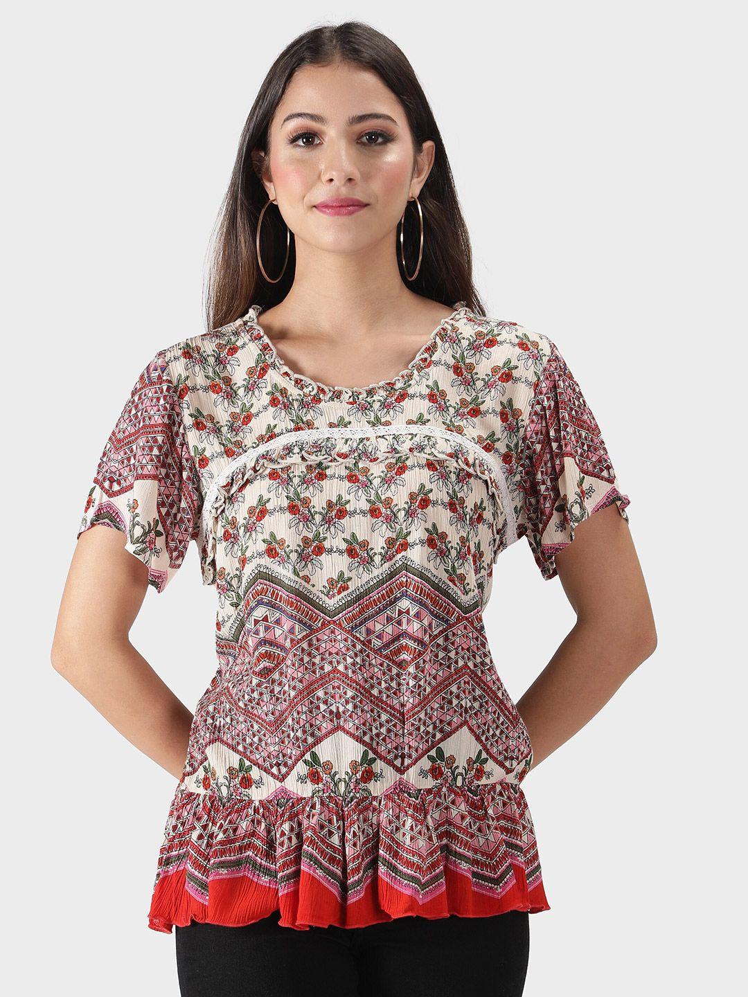 debonatella floral printed round neck regular top