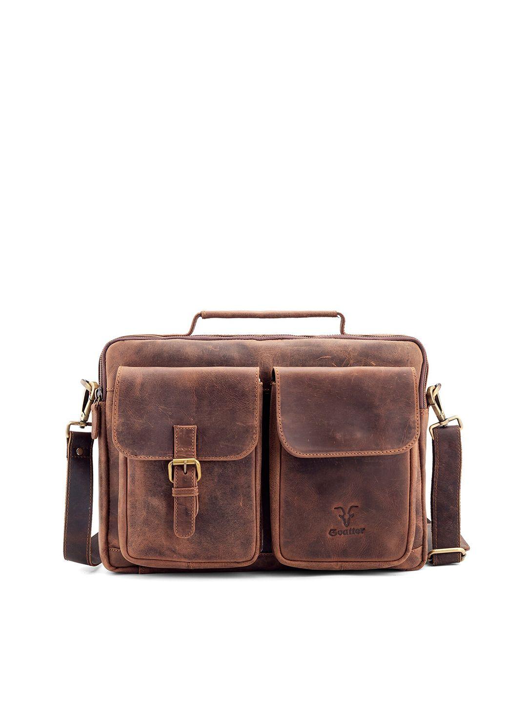 goatter men leather laptop bag