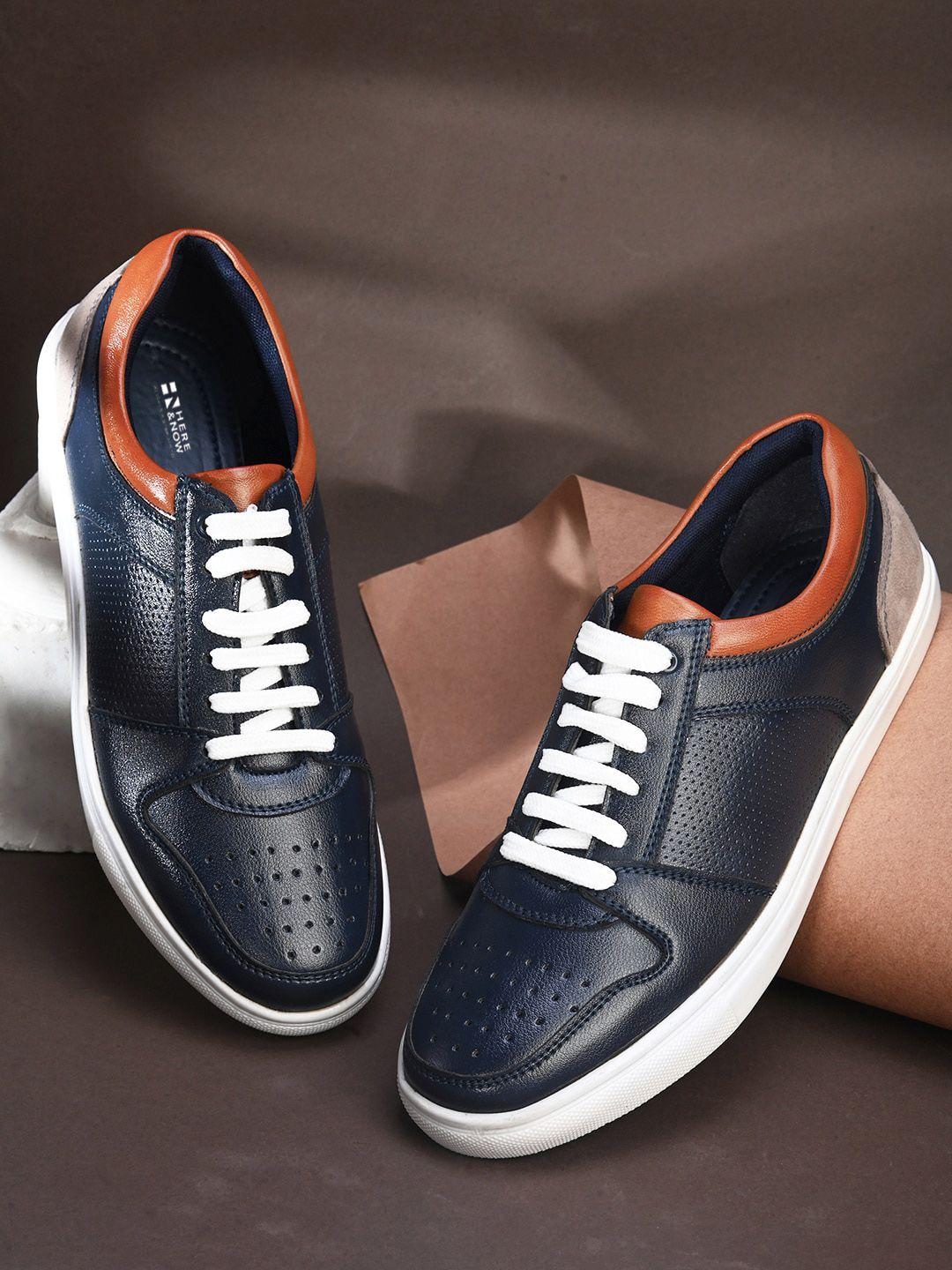 here&now men round toe lightweight lace-ups colourblocked sneakers