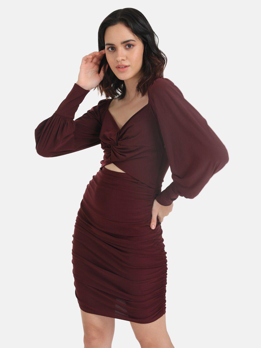 kazo maroon bodycon dress