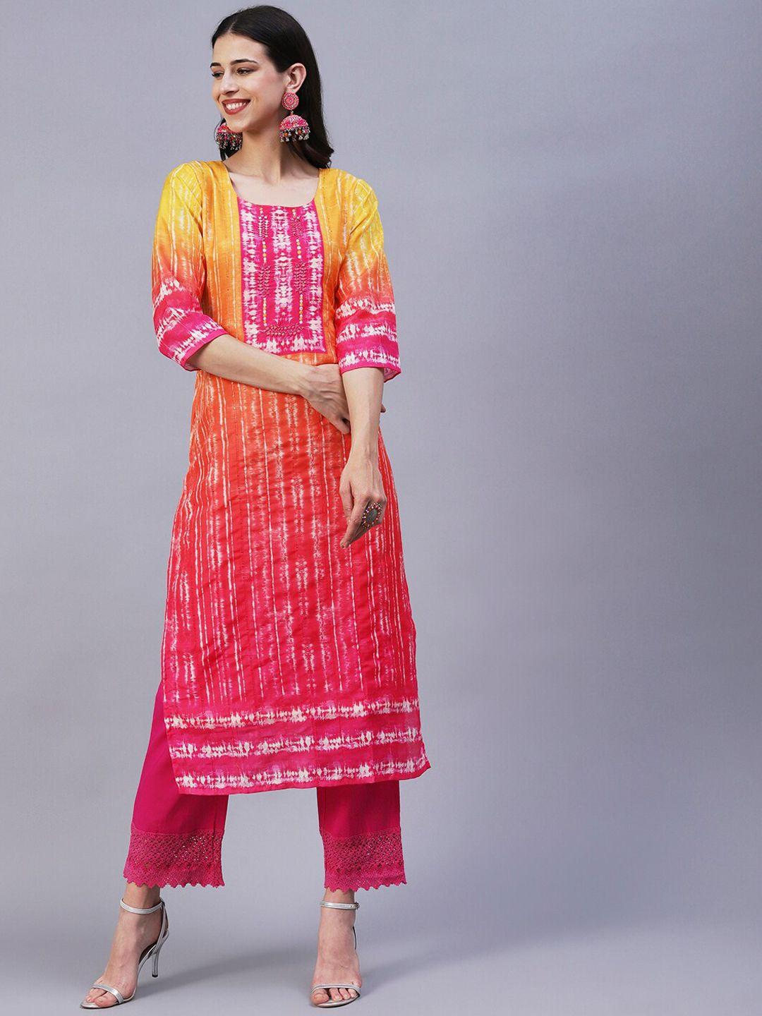 fashor leheriya printed mirror work kurta