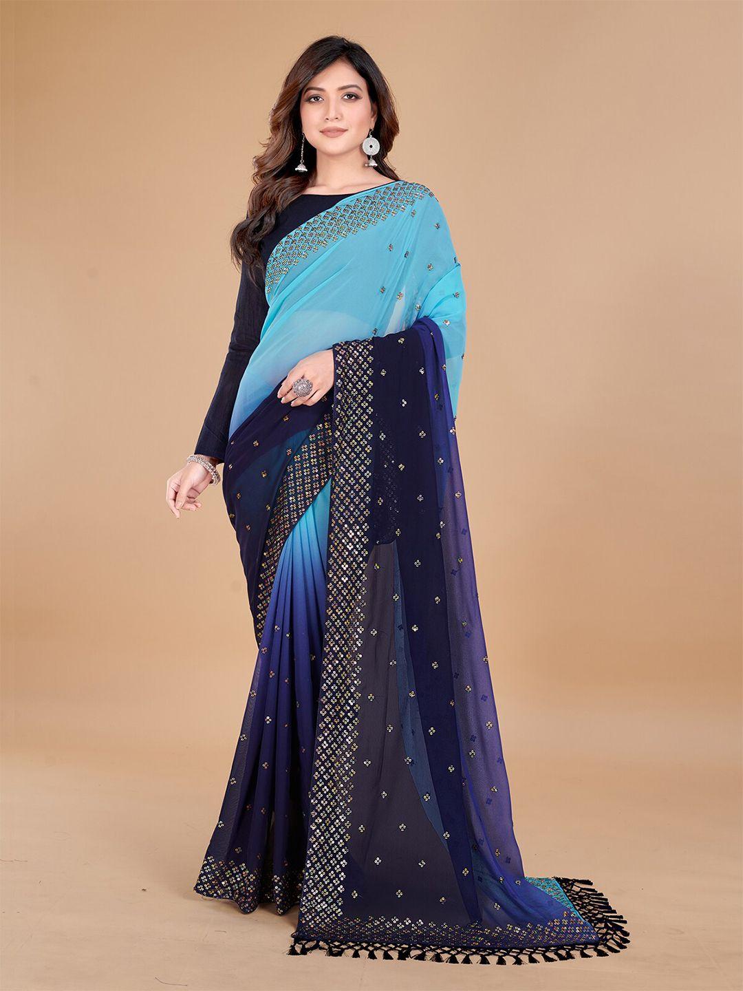 granthva fab embellished sequinned pure georgette saree