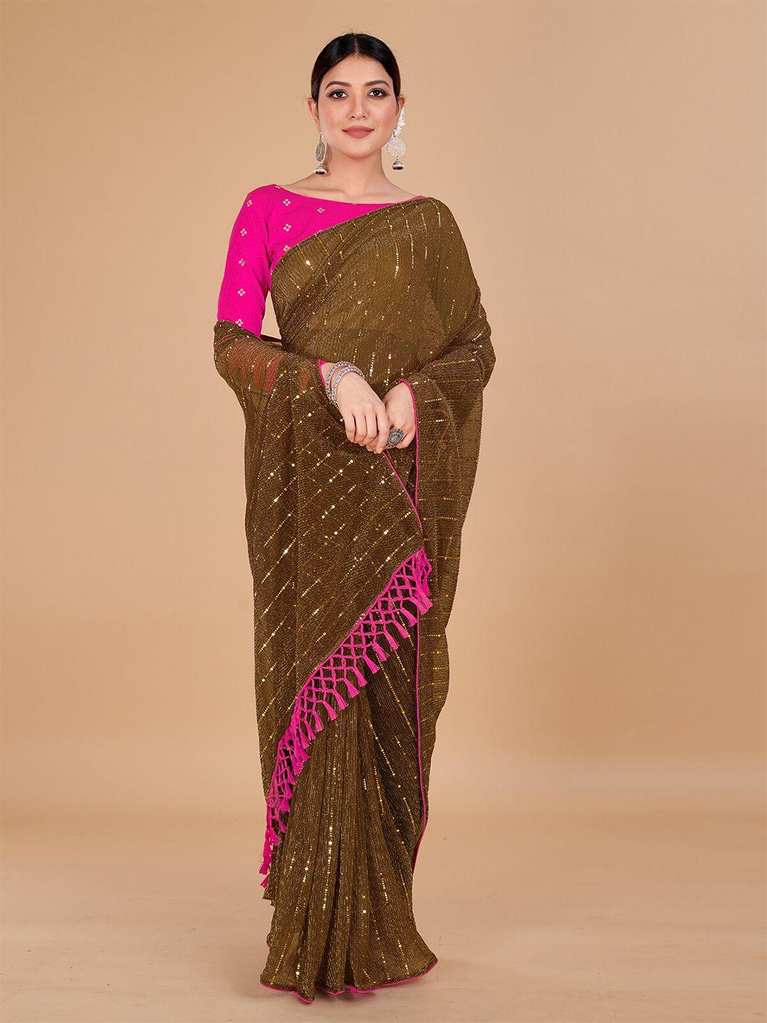 granthva fab embellished sequinned art silk saree