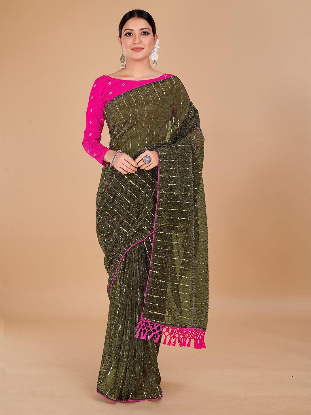 granthva fab embellished sequinned art silk saree