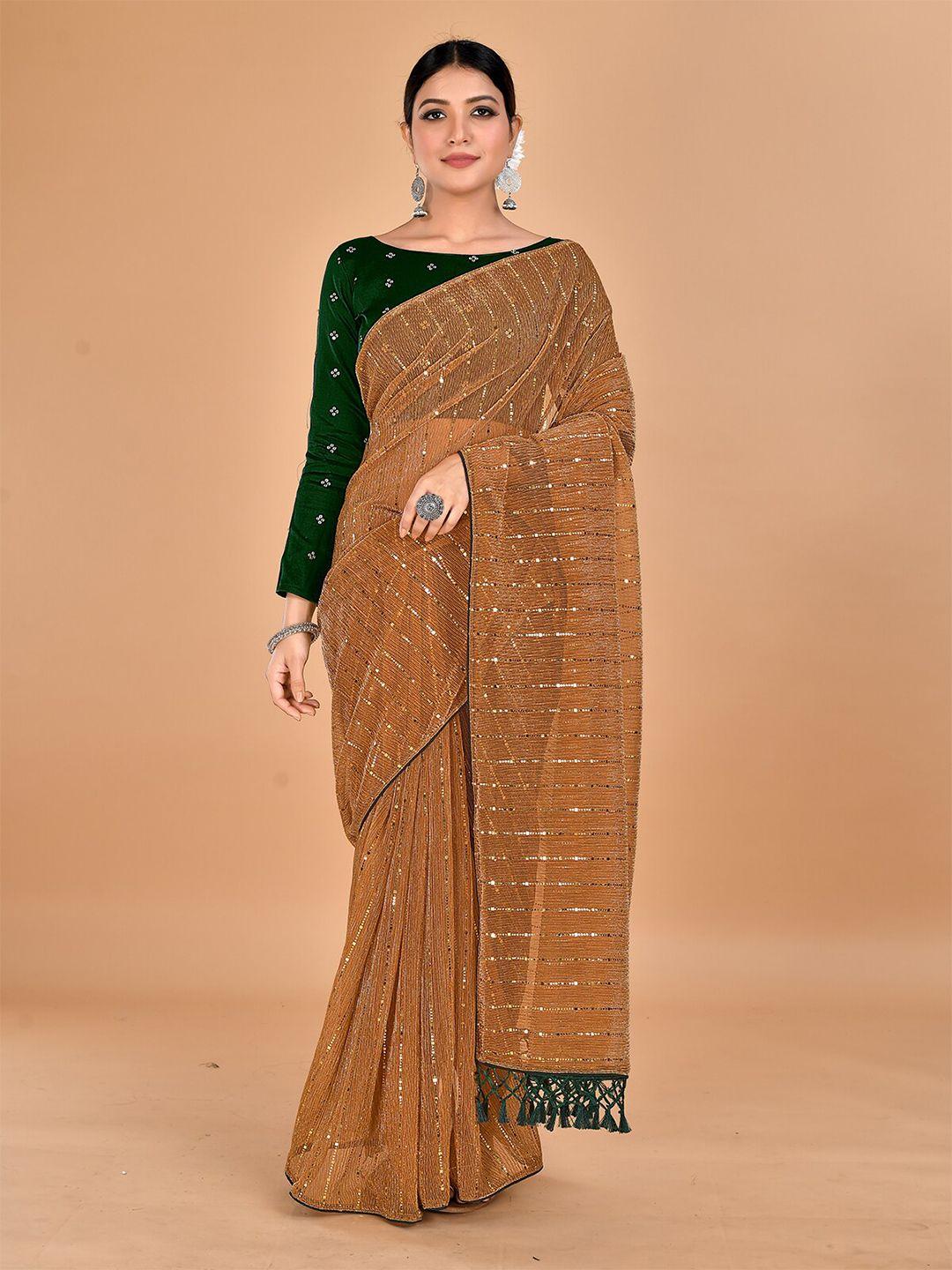 granthva fab embellished sequinned art silk saree