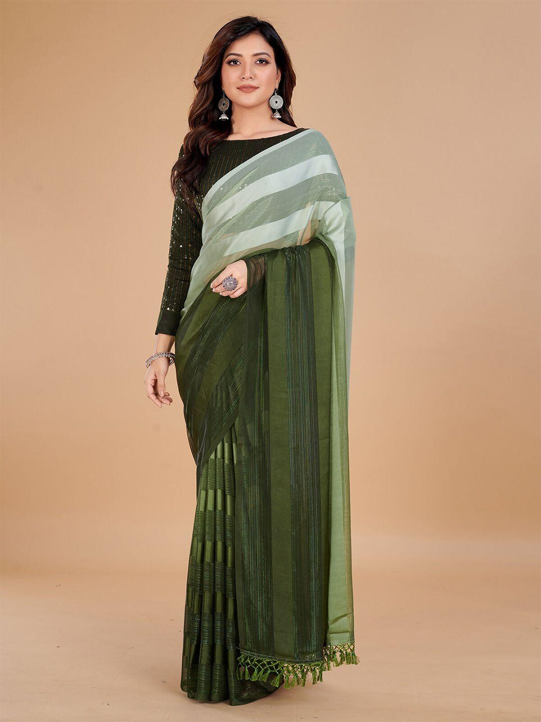 granthva fab striped sequinned art silk saree