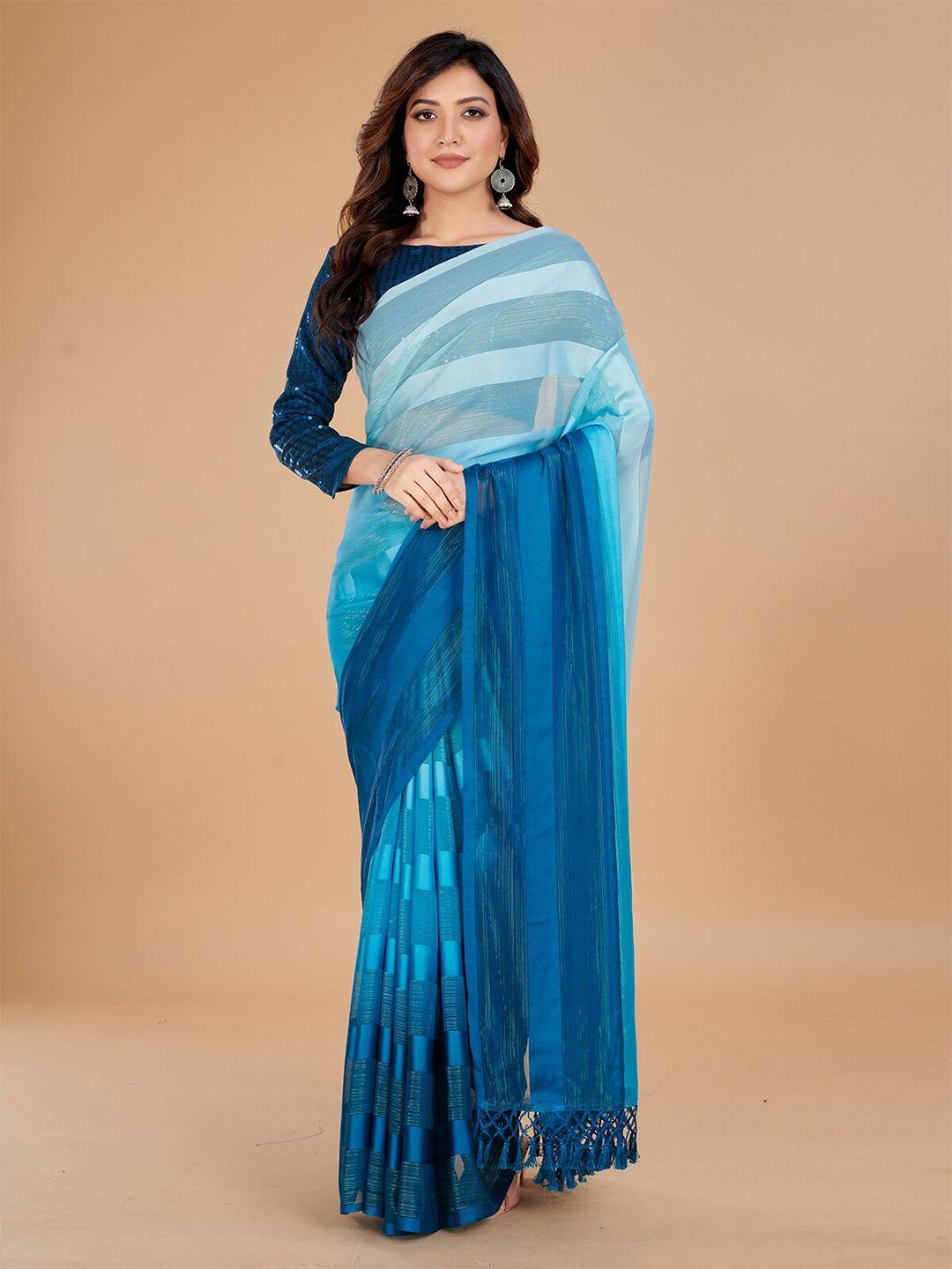 granthva fab striped sequinned art silk saree