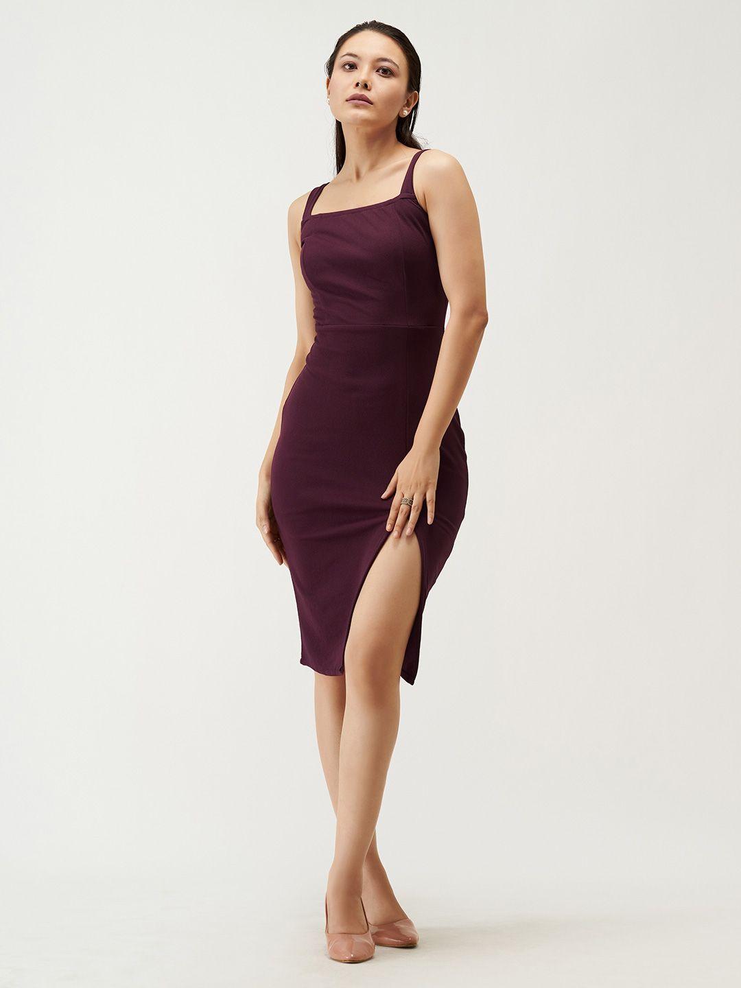 aask square neck bodycon midi dress