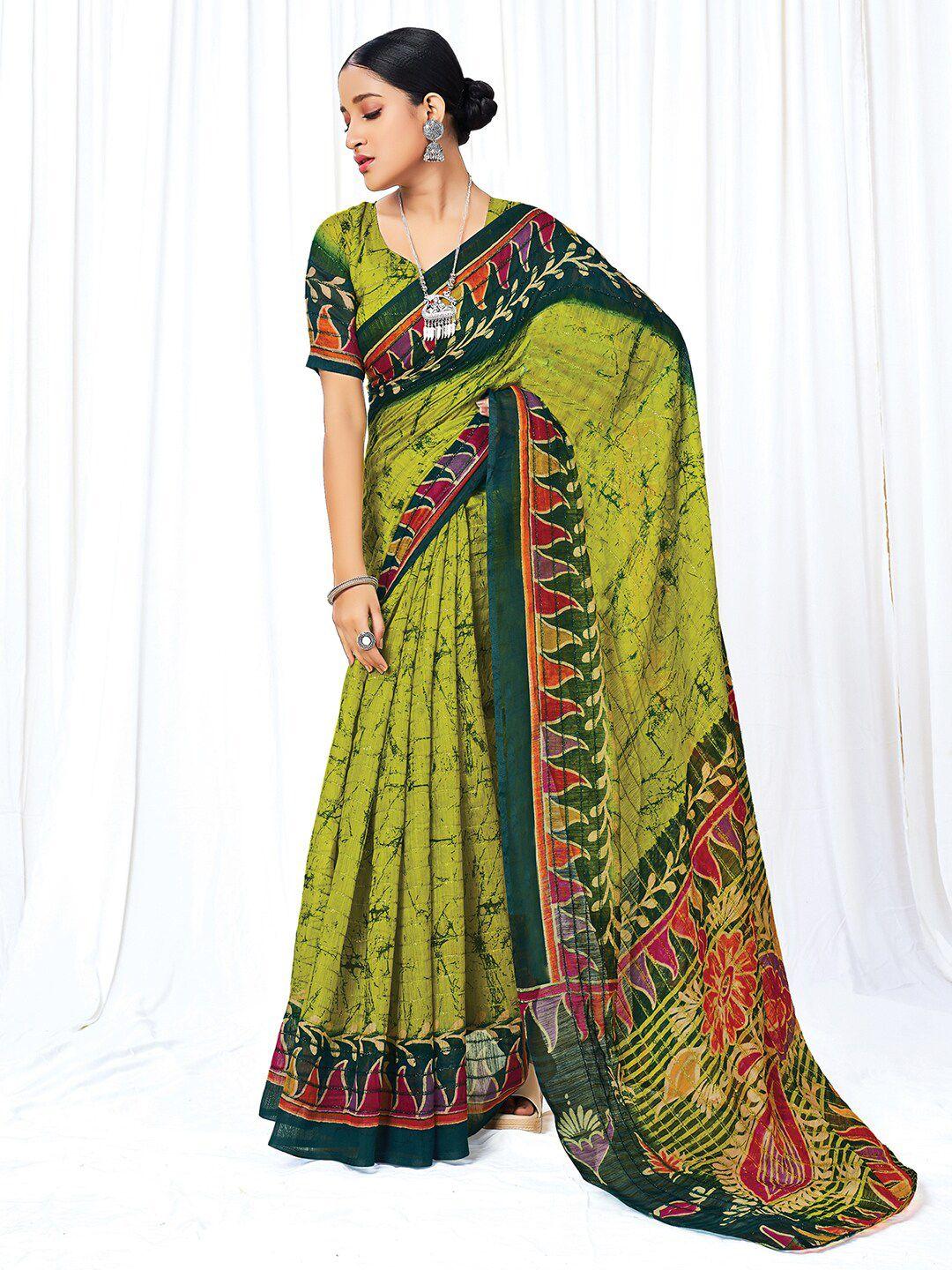 mitera tie and dye block print saree