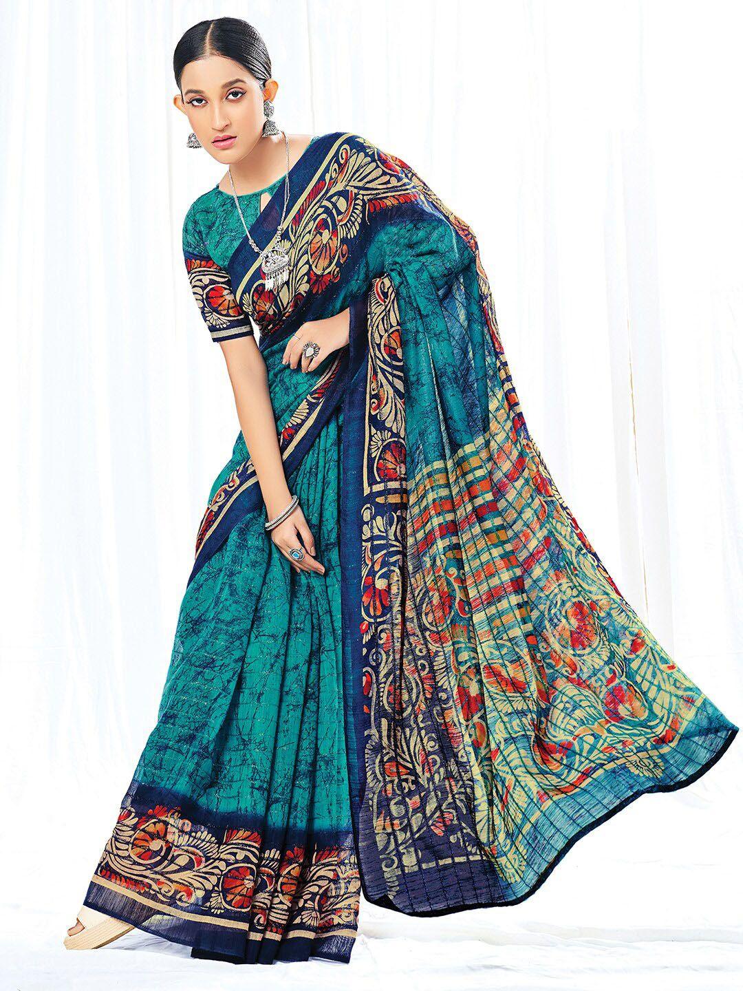 mitera ethnic motifs printed block print saree