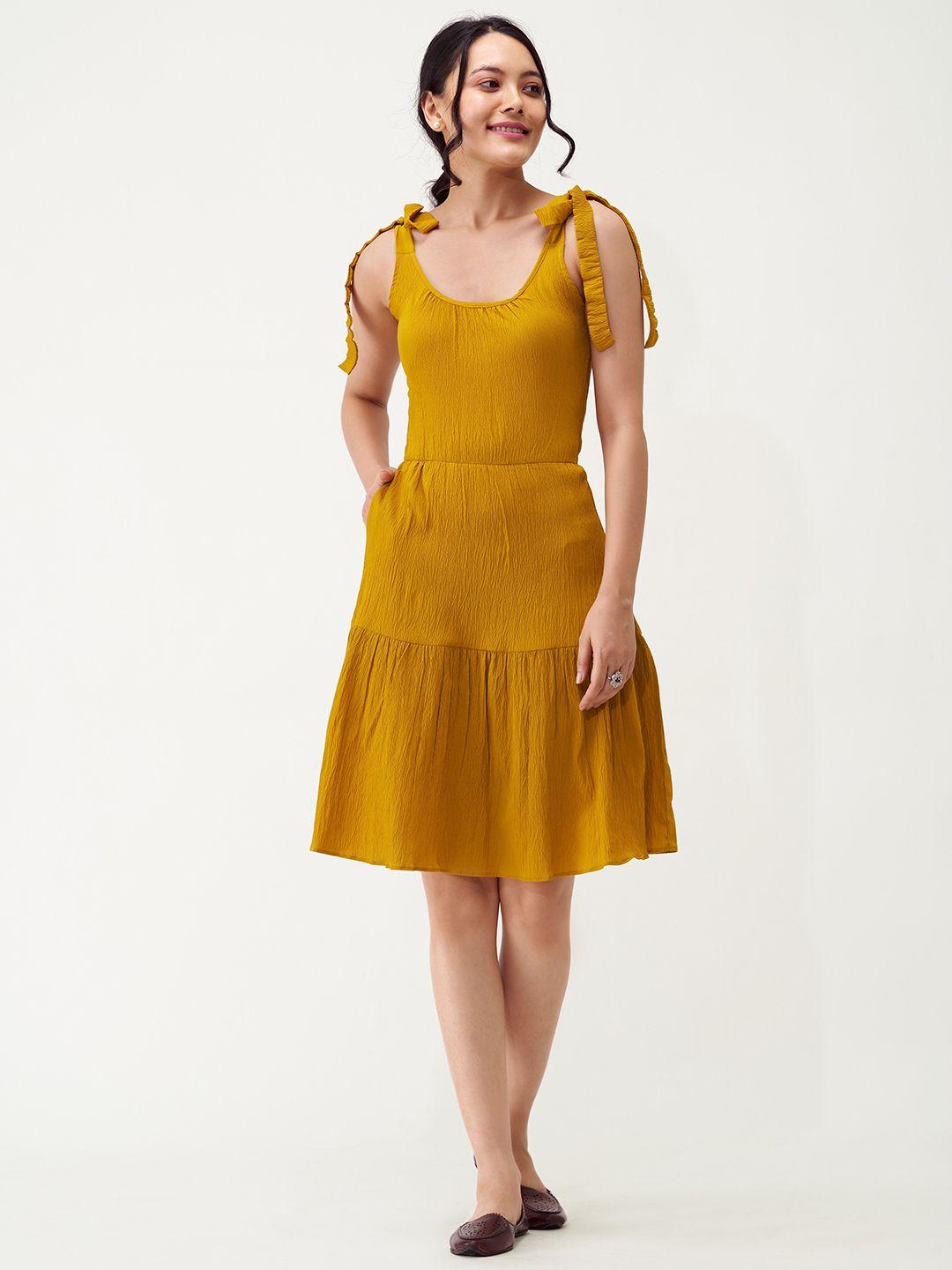 aask crepe sleeveless knee length fit & flare dress