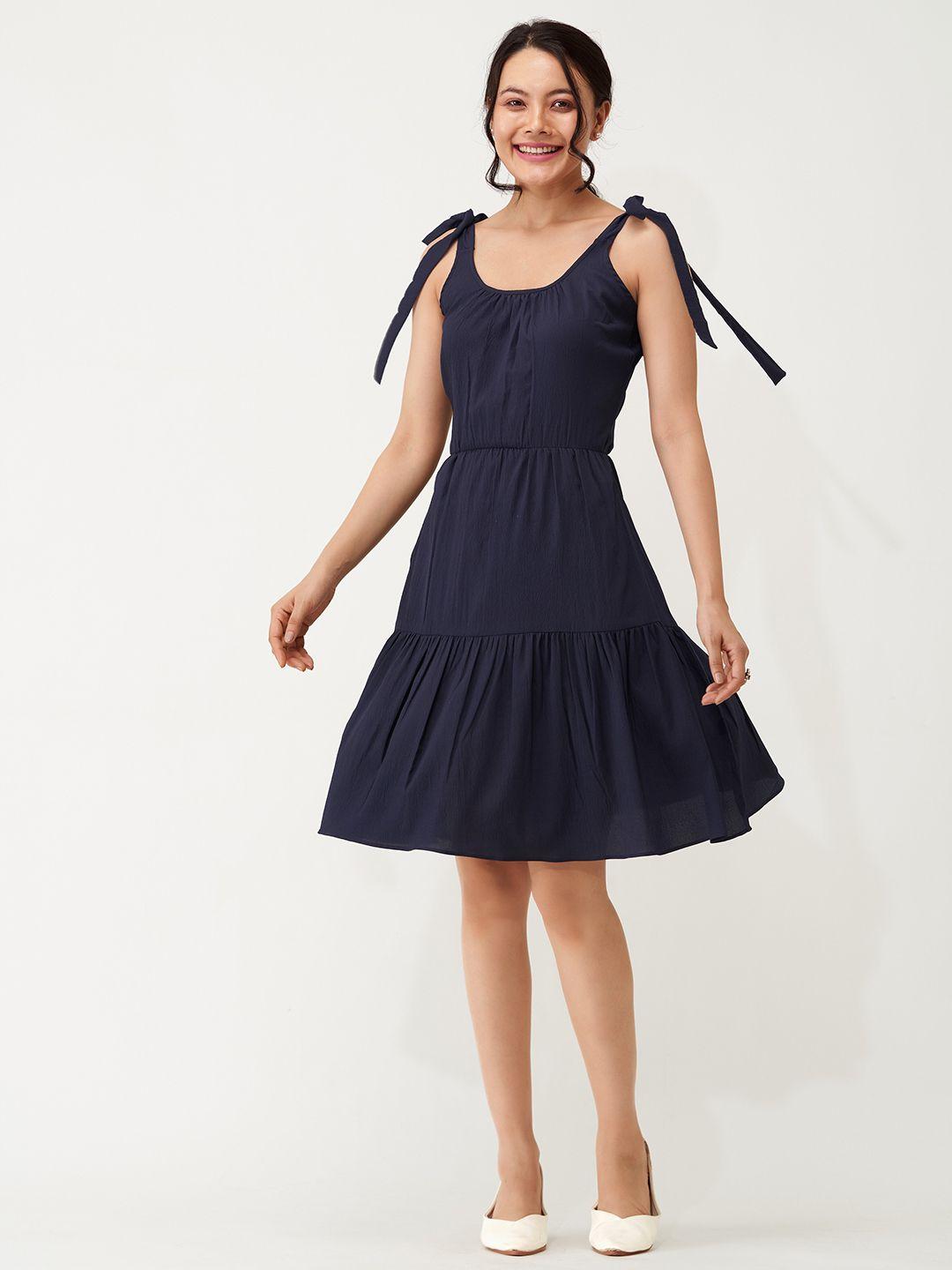 aask tie-up detail crepe dress