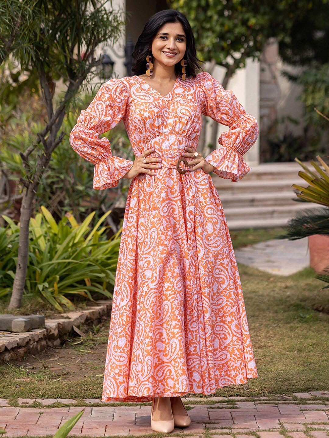 ambraee v-neck floral maxi dress